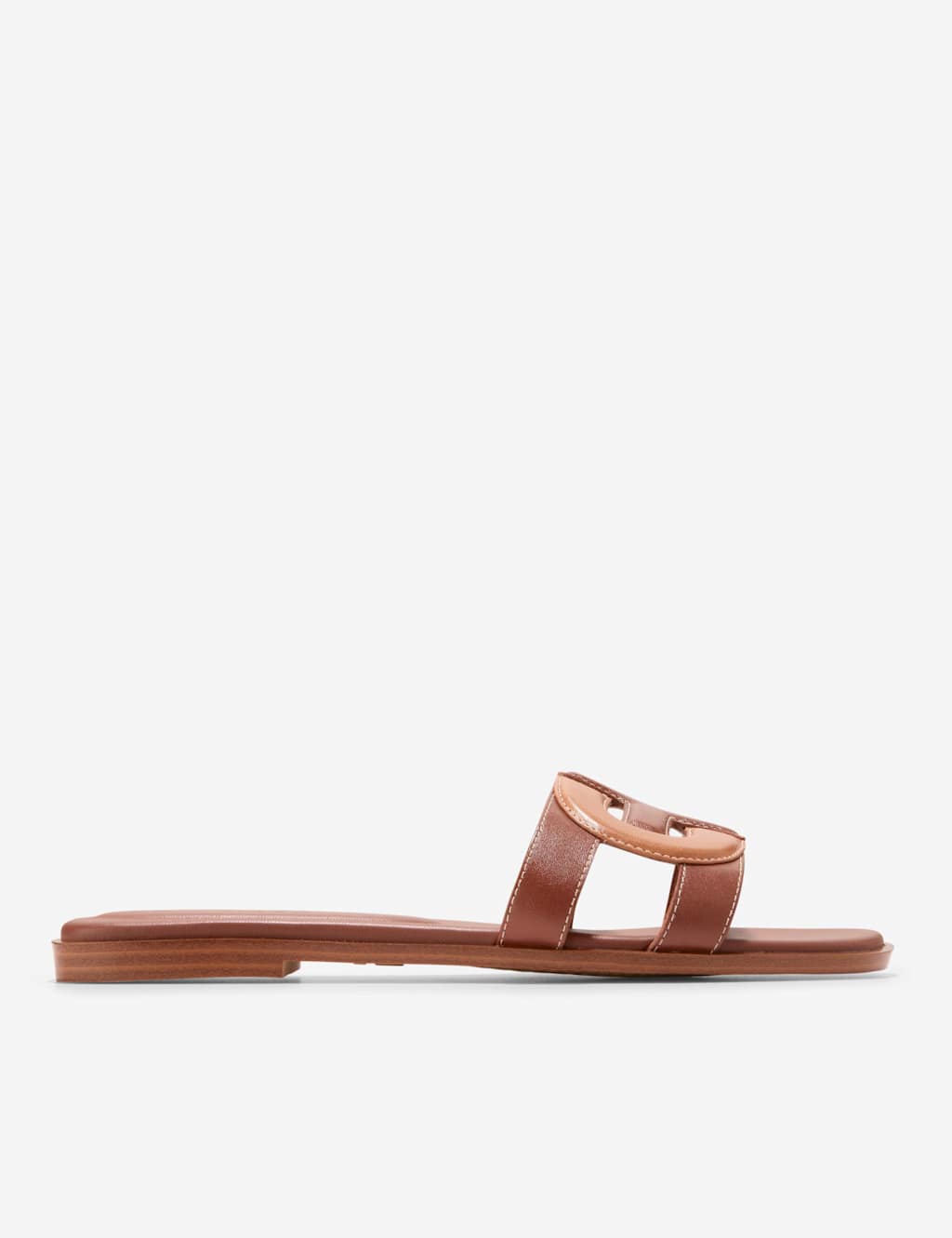 Chrisee Leather Flat Square Toe Sliders