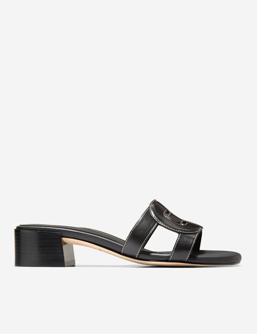 Chrisee Leather Block Heel Square Toe Mules