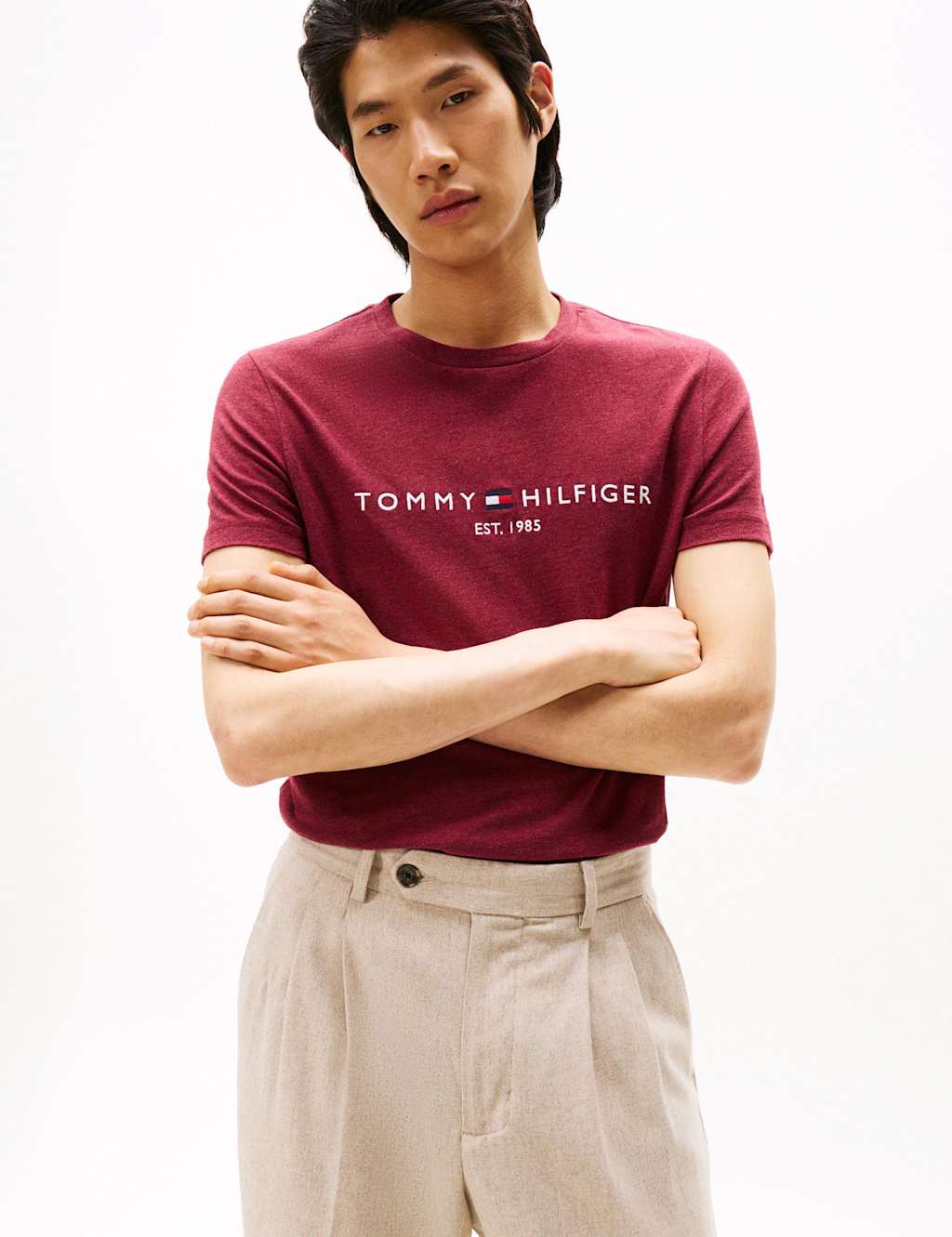Tommy Hilfiger Pure Cotton Crew Neck T-Shirt Burgundy