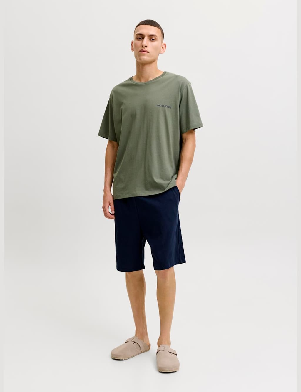 Jack & Jones Men's Pure Cotton Loungewear Set - S - Green - Available at M&S