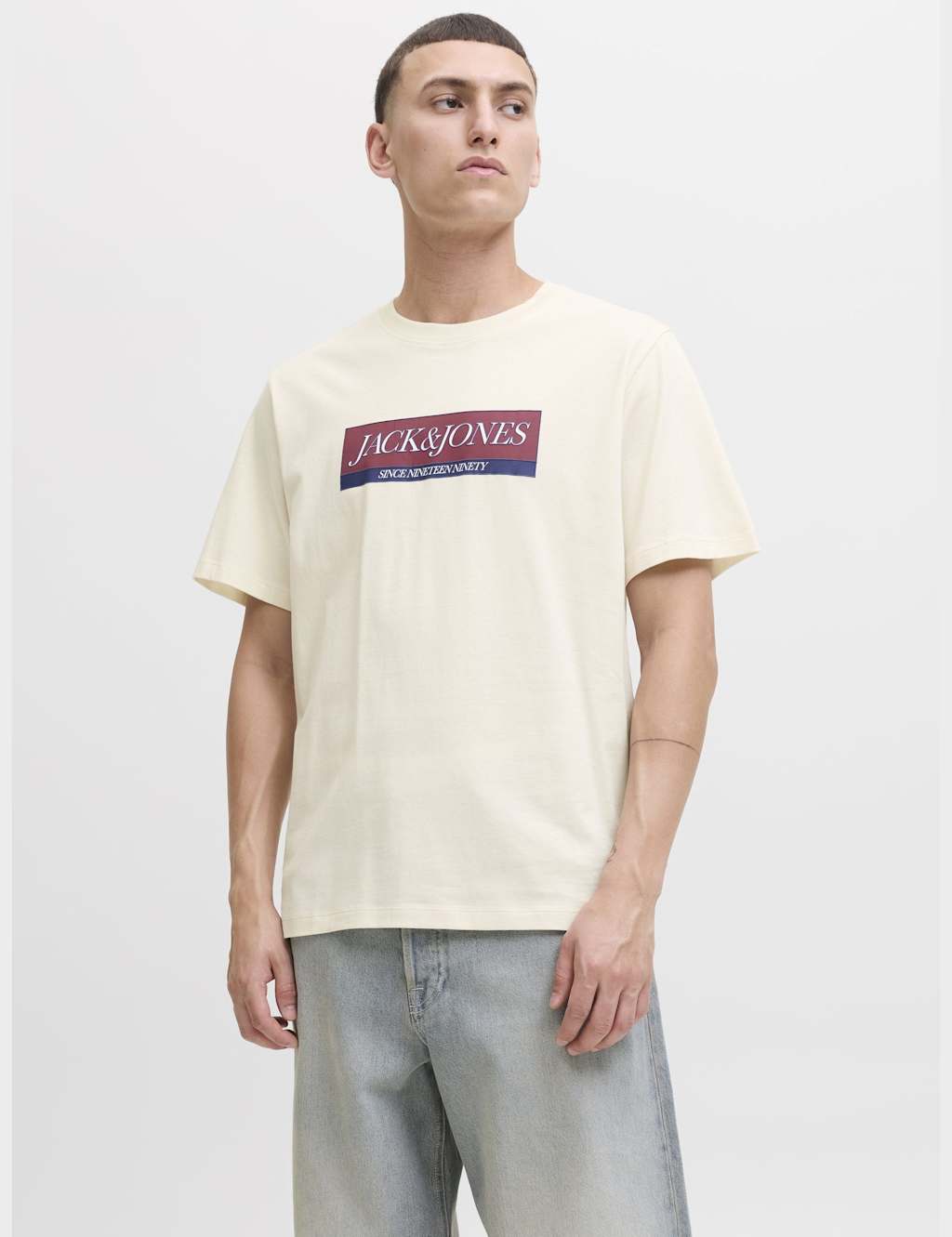 JACK & JONES Pure Cotton Crew Neck T-Shirt White