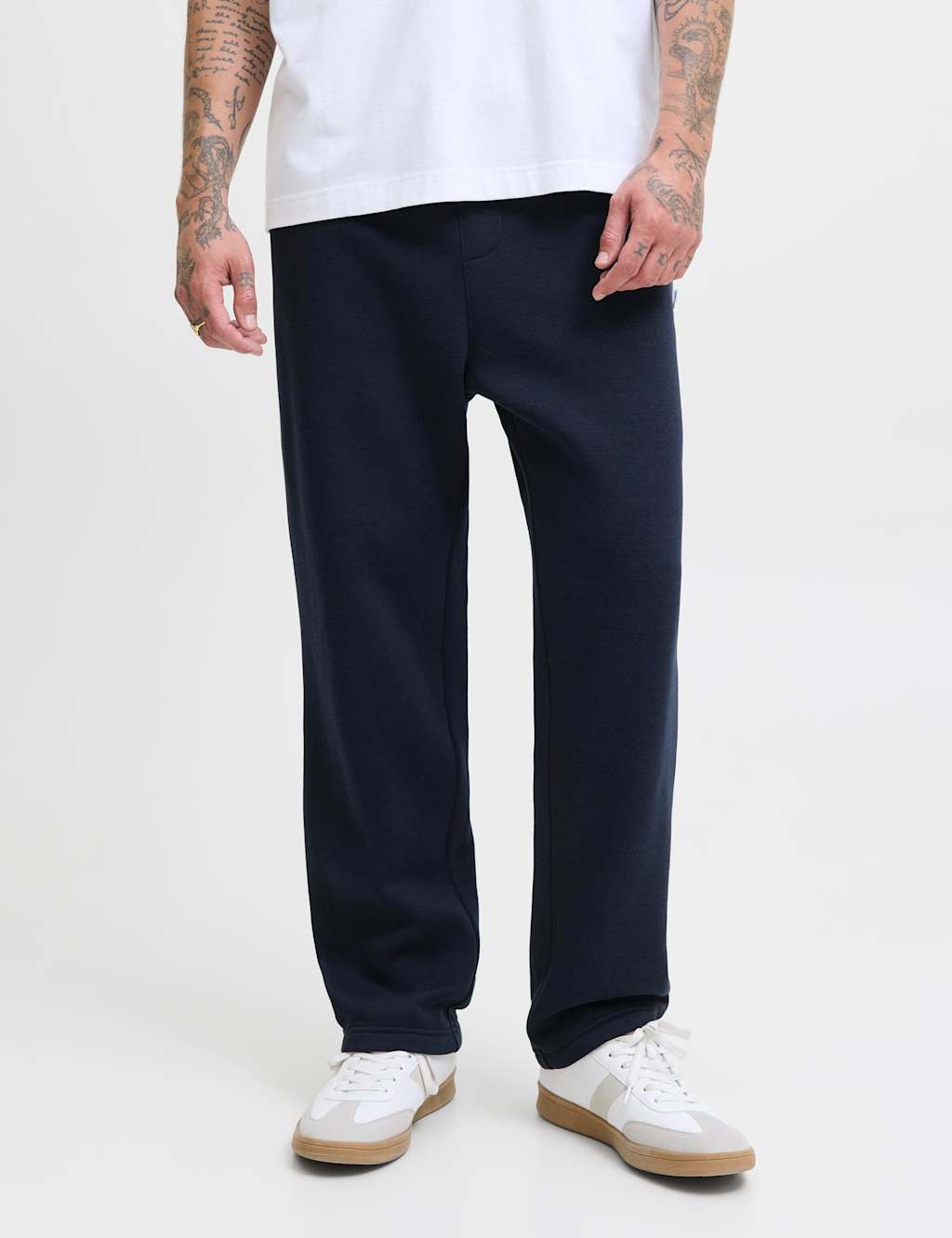 Jack & Jones Men's Relaxed Fit Cotton Blend Joggers - L - Navy - Available at M&S