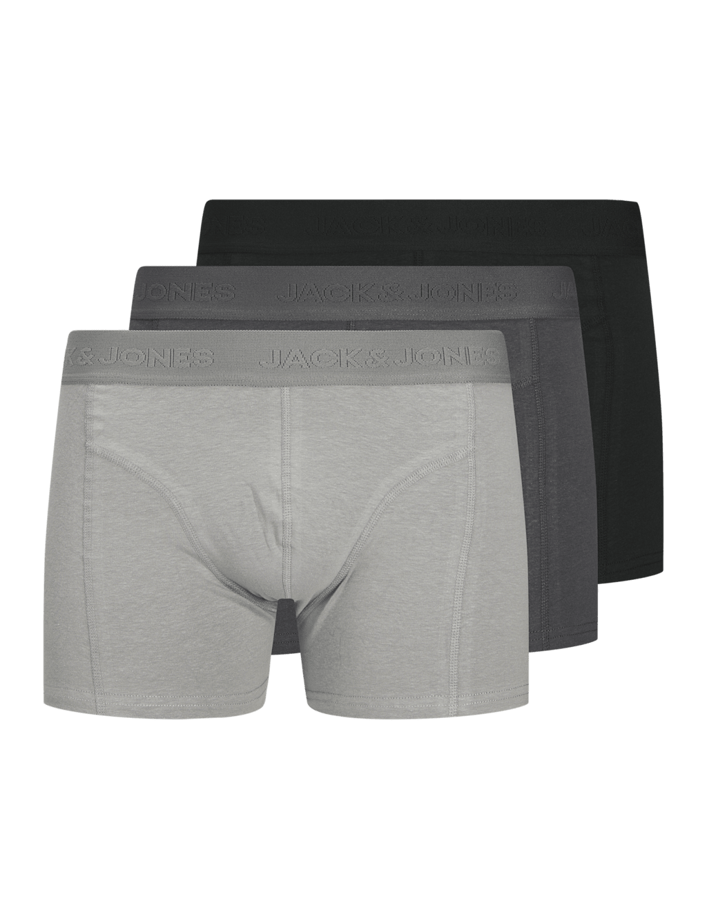 JACK & JONES 3pk Regular Fit Cotton Rich Trunks Black Mix