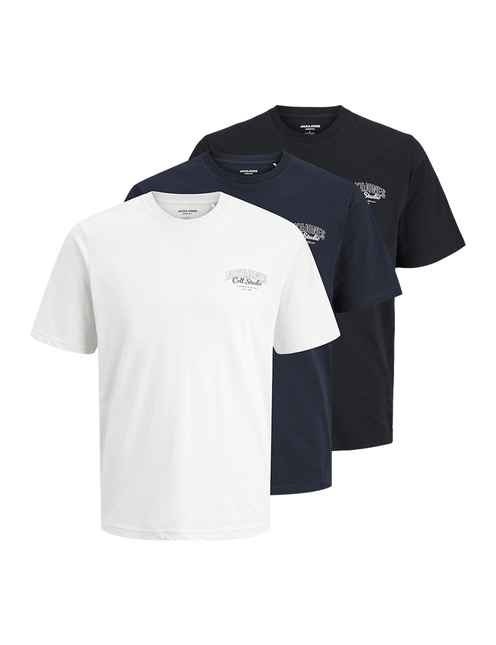 JACK & JONES 3pk Pure Cotton T-Shirts White Mix