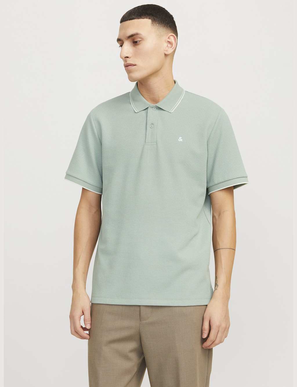 Cotton Blend Waffle Textured Polo Shirt