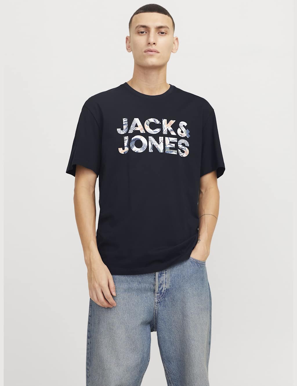 Pure Cotton Crew Neck Logo Graphic T-Shirt