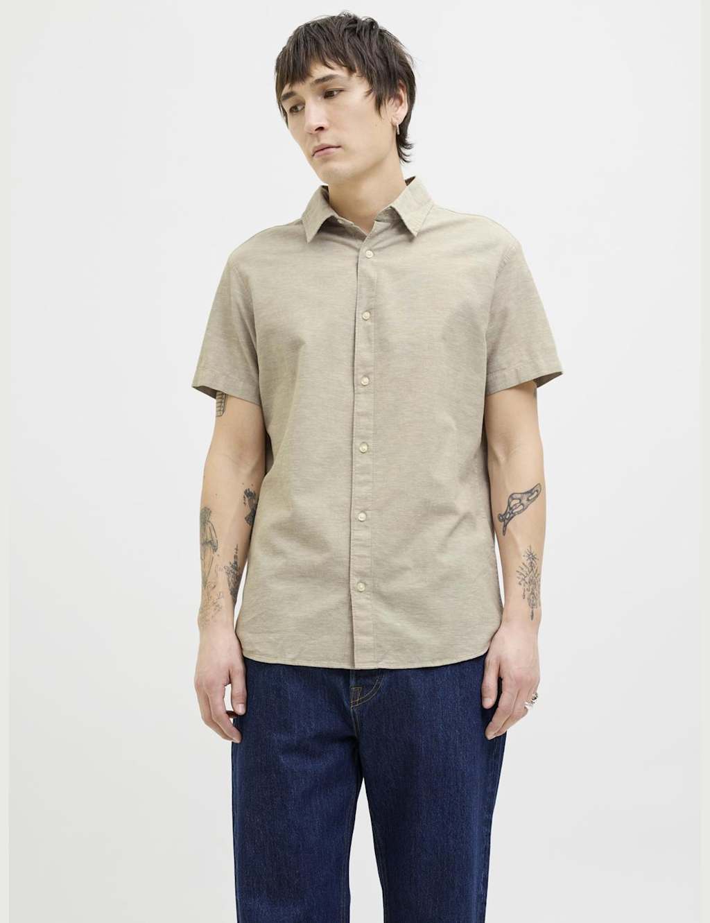 Slim Fit Linen Blend Oxford Shirt