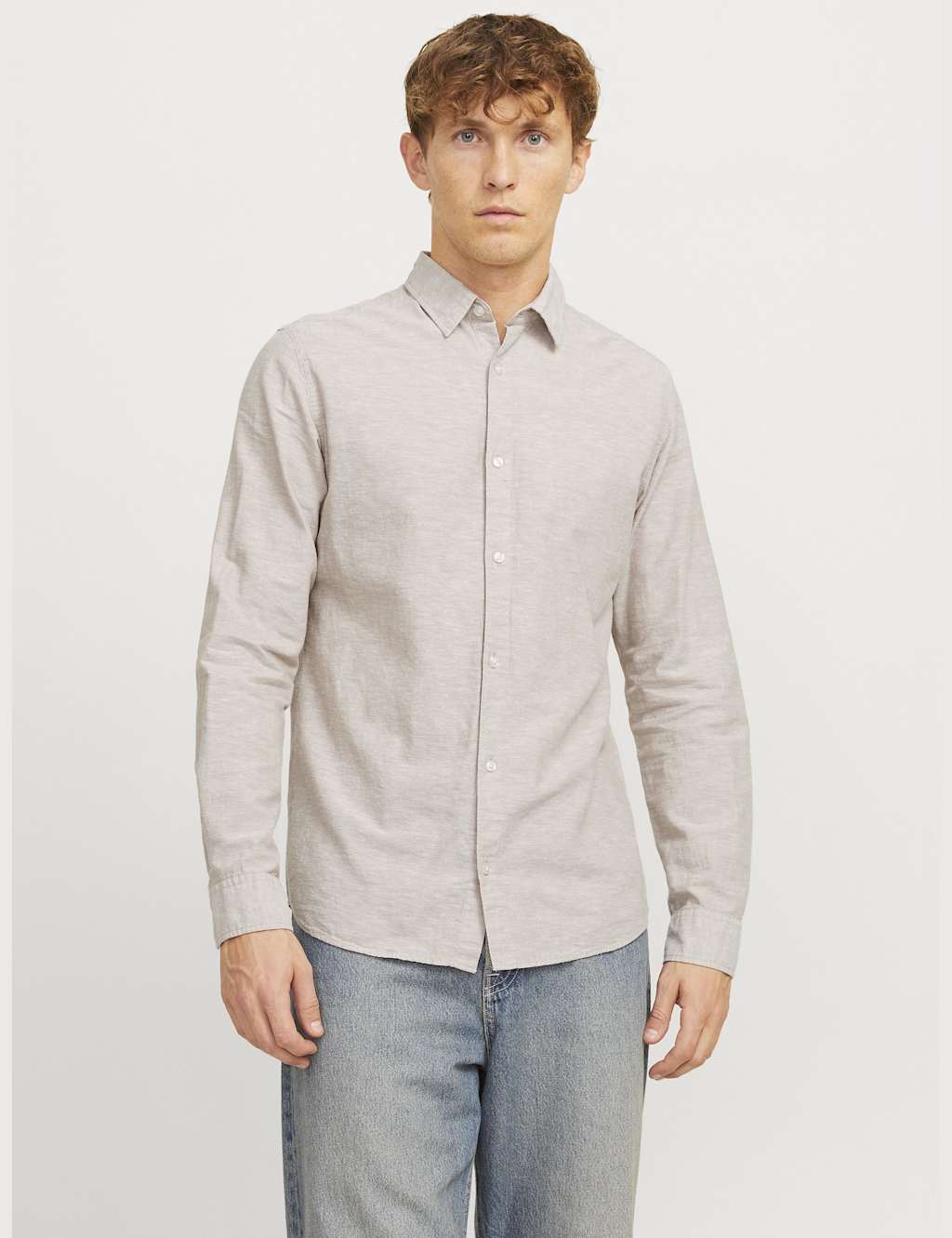 Slim Fit Cotton Rich Oxford Shirt with Linen