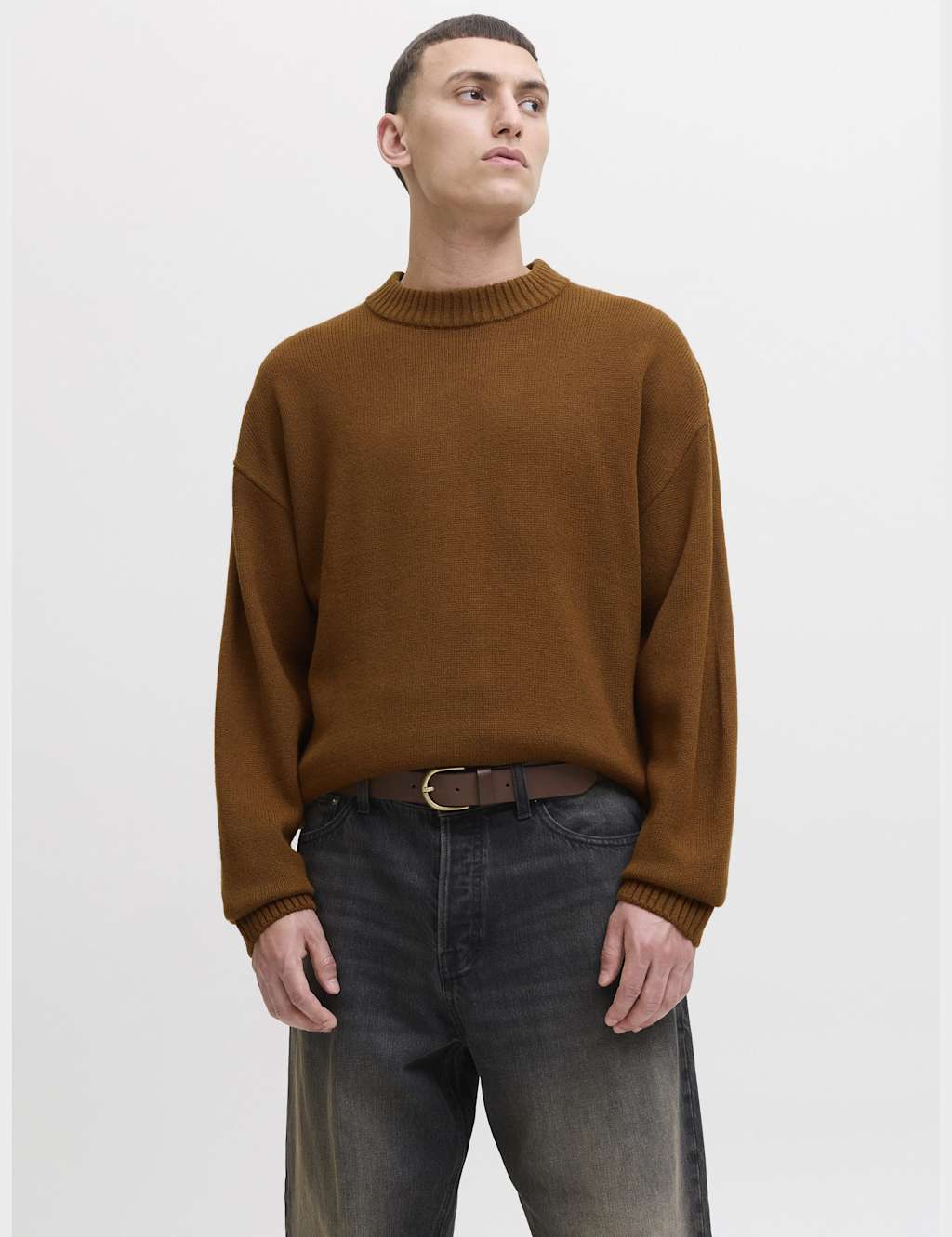 JACK & JONES Cotton Blend Jumper Brown