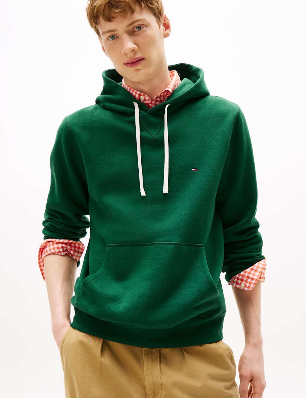 Tommy Hilfiger Men's Cotton Rich Fleece Hoodie - L - Green - Available at M&S