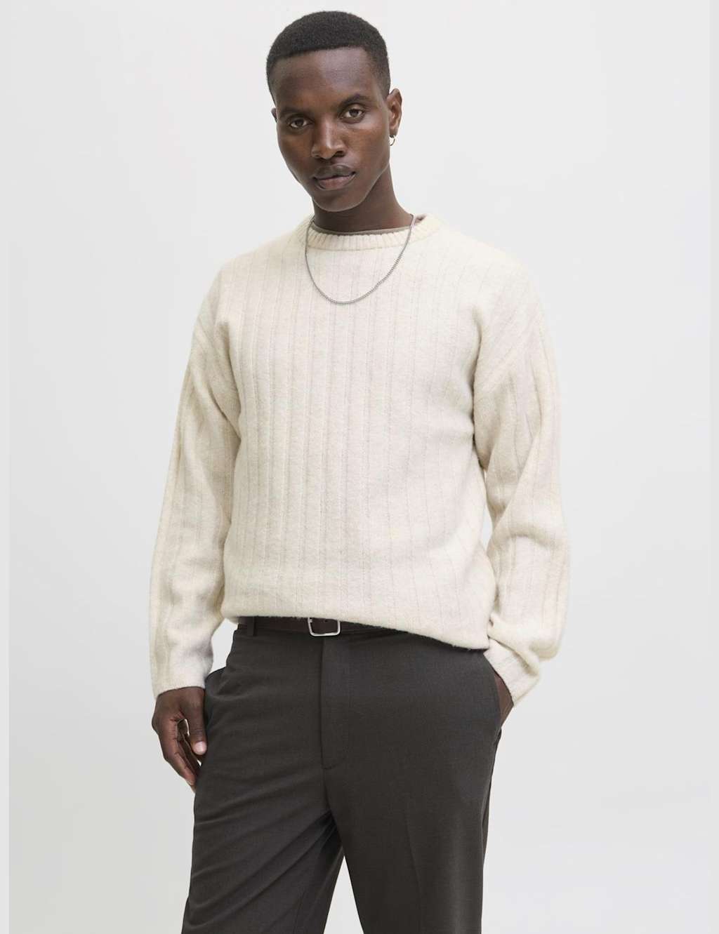 JACK & JONES Ribbed Jumper Beige