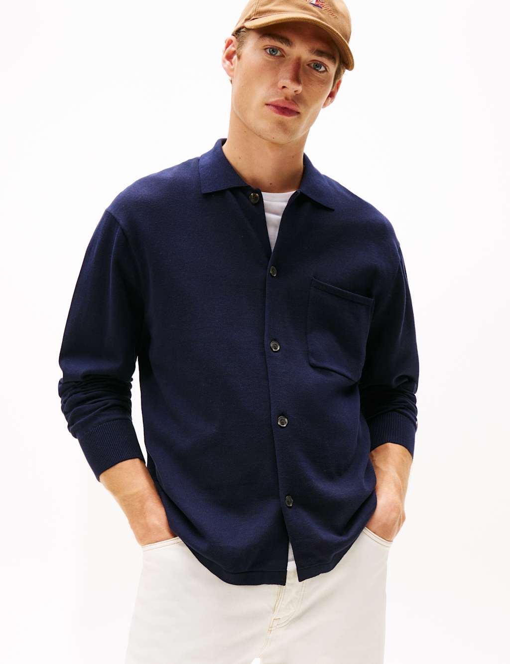 Tommy Hilfiger Men's Regular Fit Pure Cotton Overshirt - XL - Navy - Available at M&S