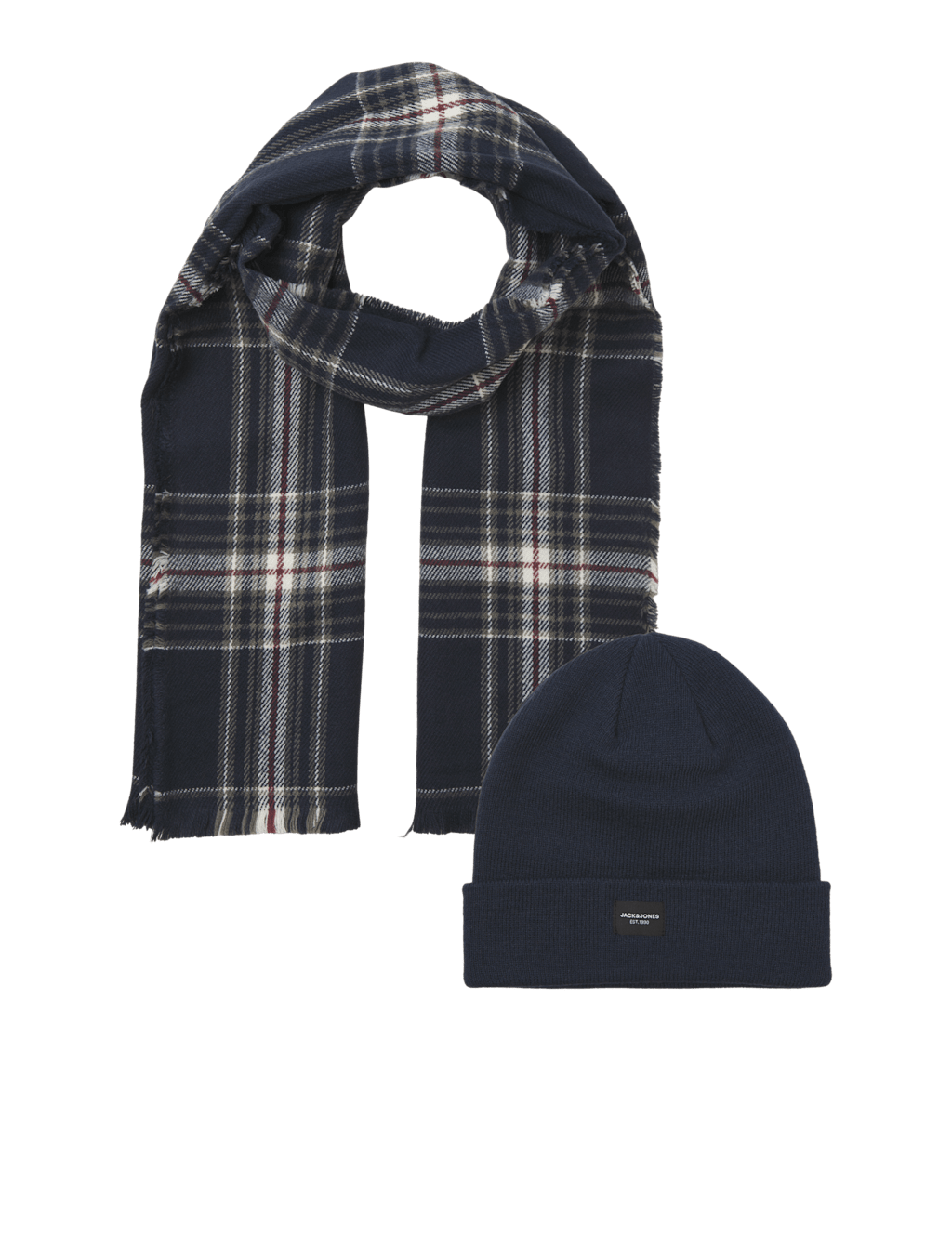 JACK & JONES Beanie Hat and Scarf Navy Mix
