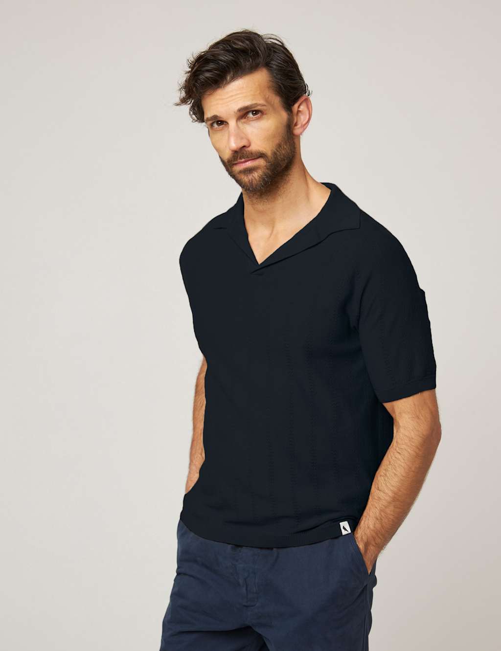Pure Cotton Textured Polo Shirt