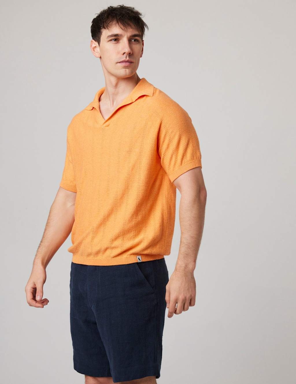 Peregrine Men's Pure Cotton Textured Polo Shirt - L - Orange - Available at M&S