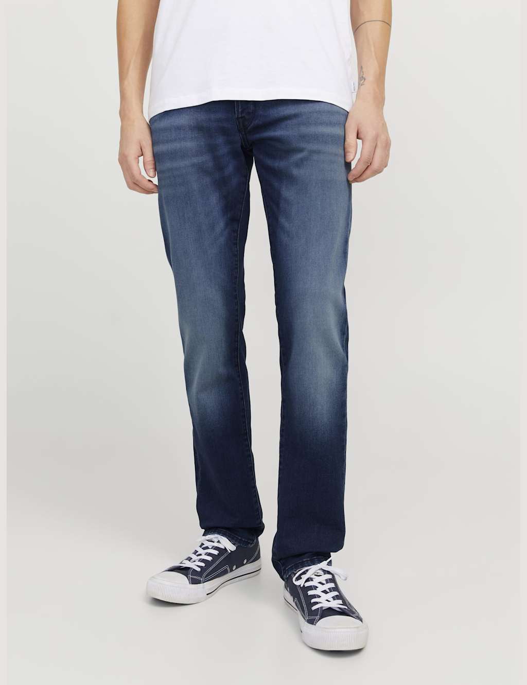 Tapered Fit Cotton Blend 5 Pocket Jeans