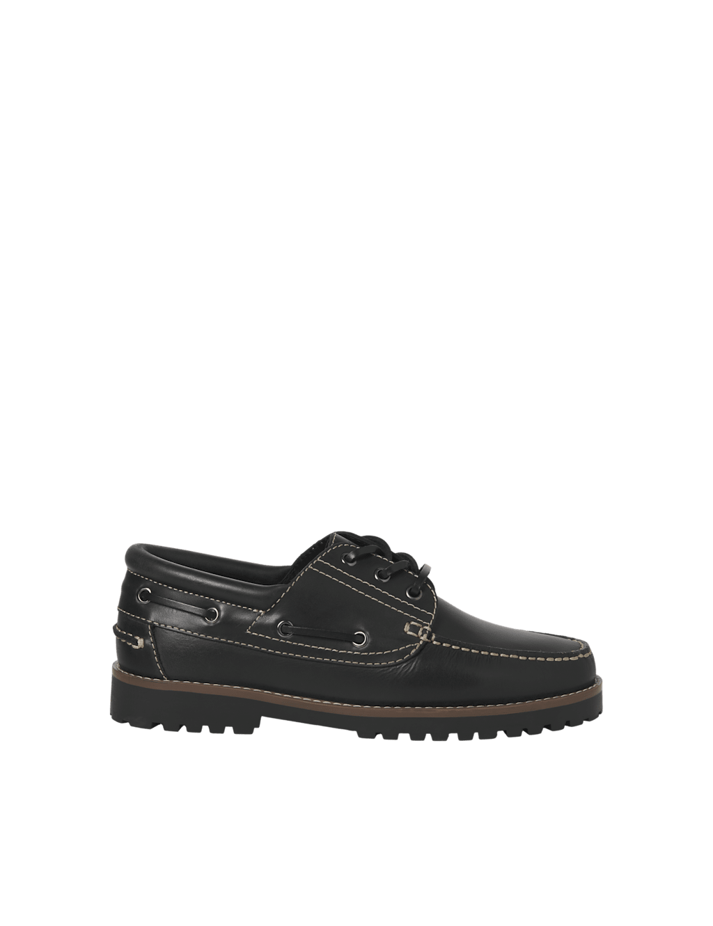 JACK & JONES Leather Boat Shoes Black