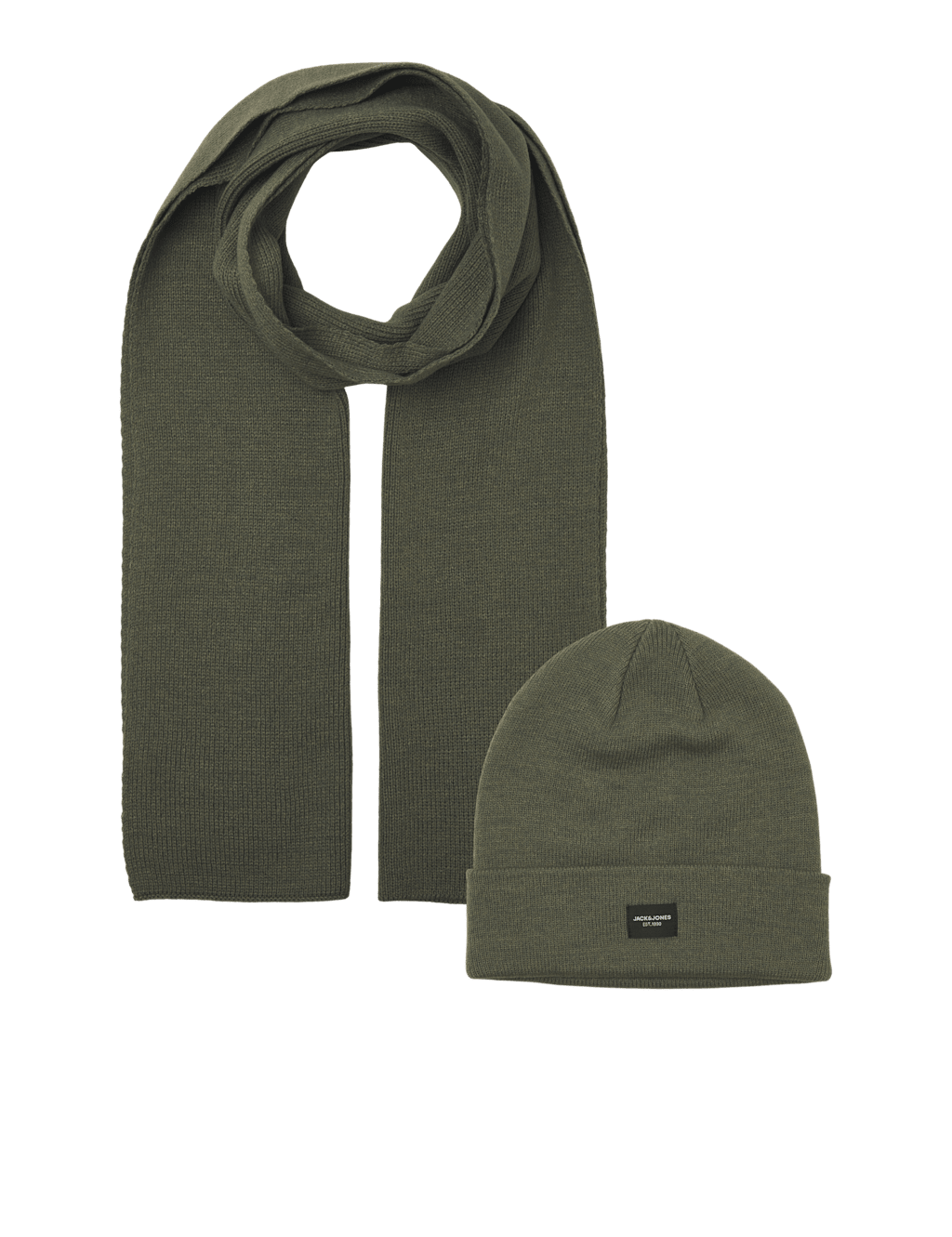 Jack & Jones Men's Knitted Hat and Scarf Set - Black - Available at M&S