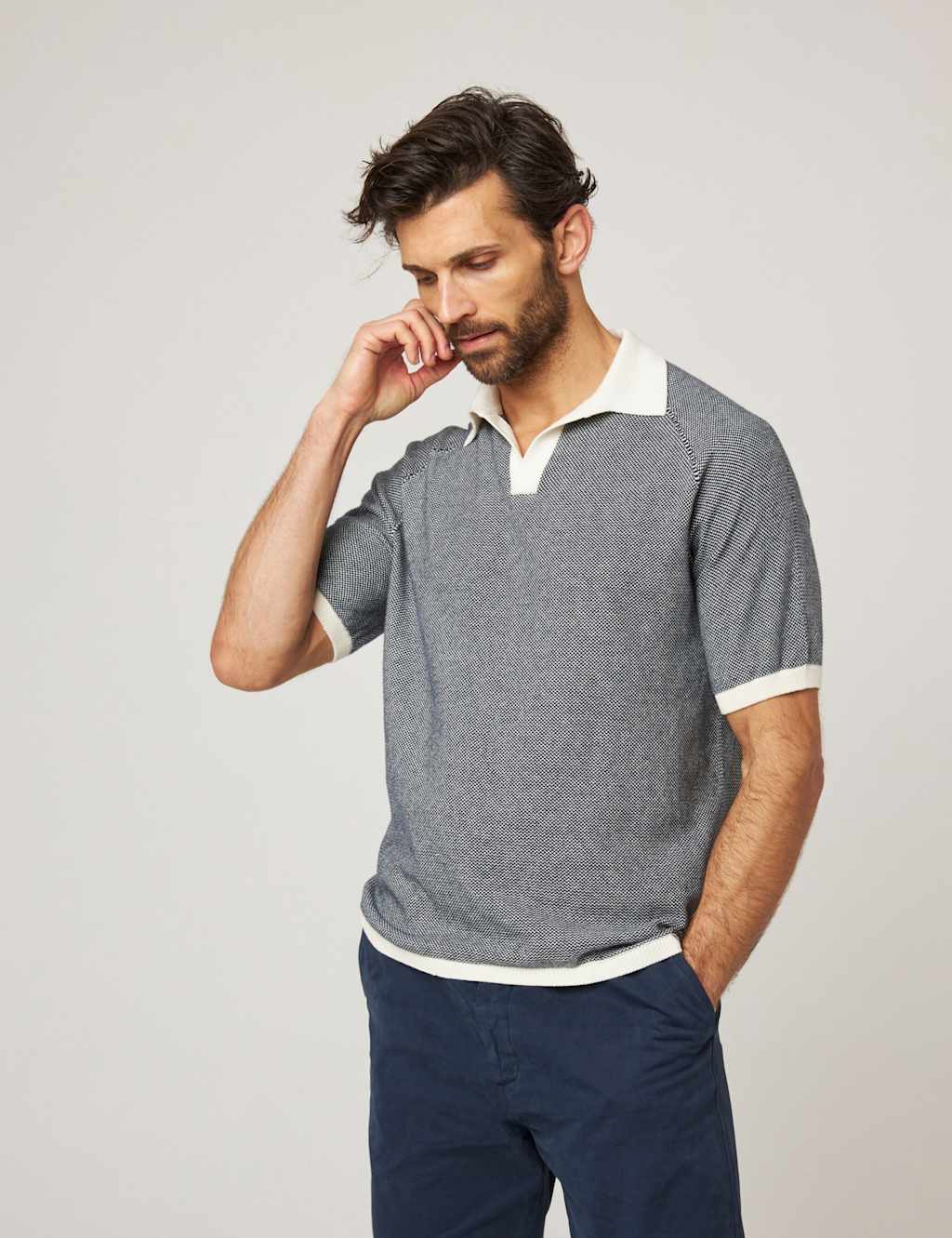 Pure Cotton Textured Polo Shirt