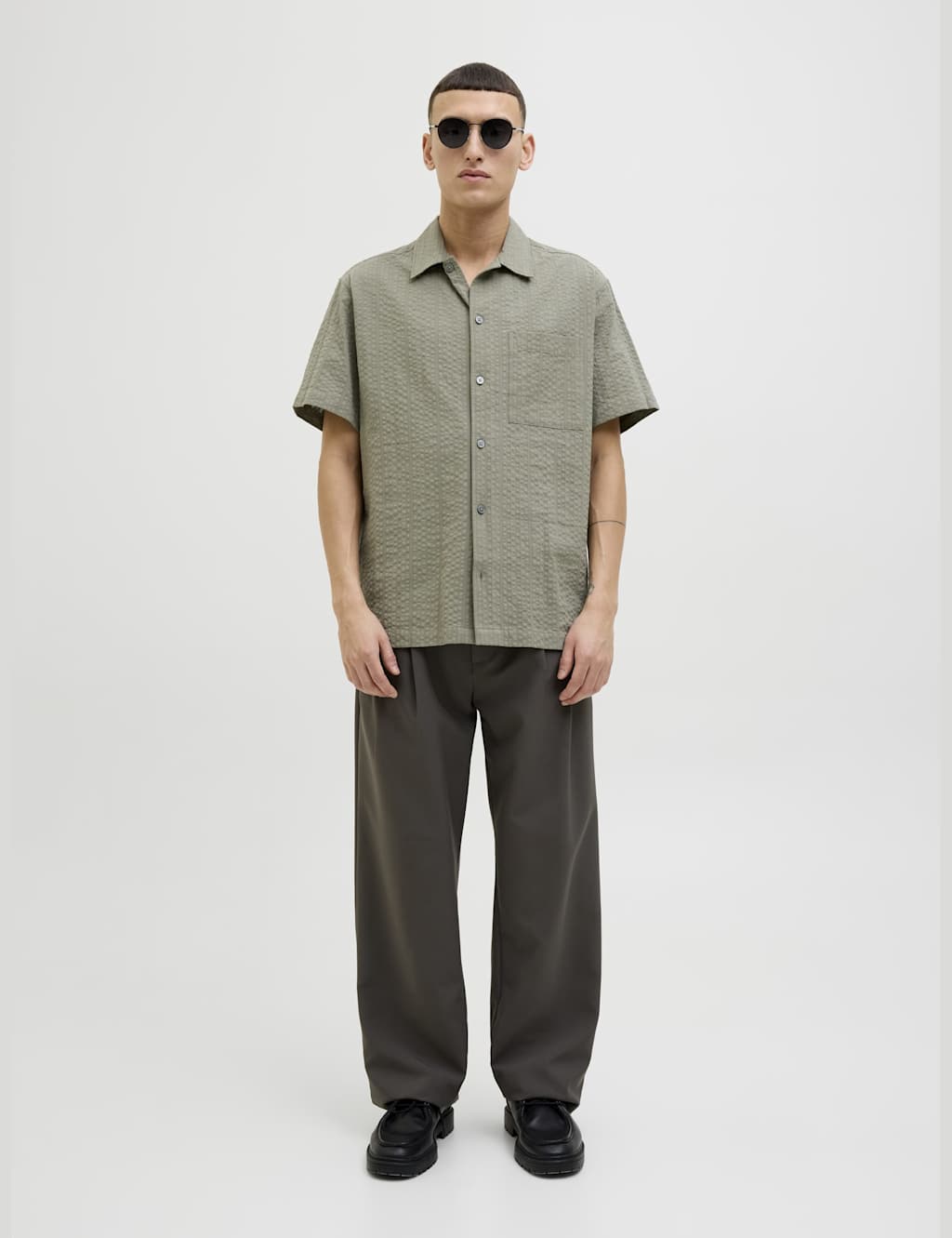 Pure Cotton Seersucker Textured Shirt