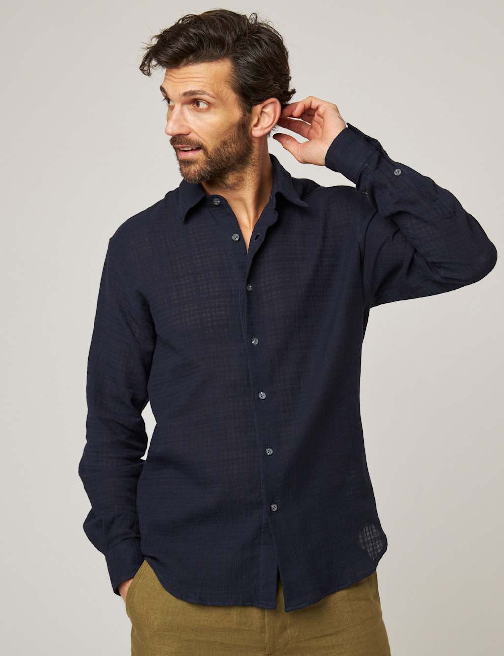Pure Cotton Textured Flannel Shirt