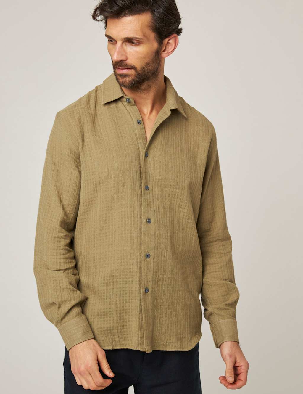 Pure Cotton Textured Flannel Shirt