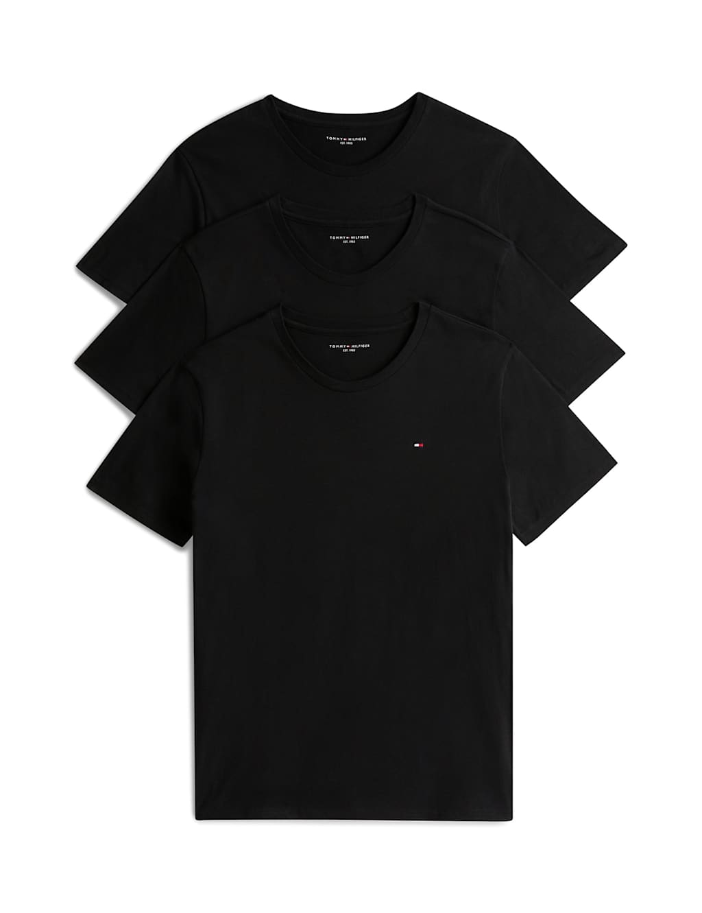 Tommy Hilfiger Men's 3 Pack Signature Pure Cotton Lounge T-Shirts - M - Black - Available at M&S