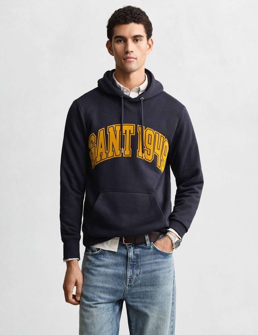 GANT Cotton Rich Graphic Hoodie Navy