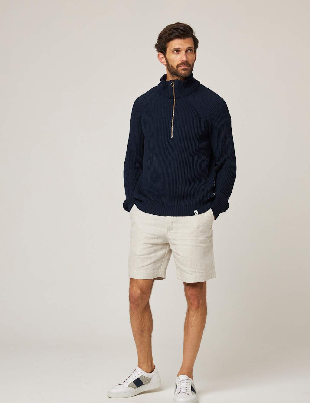 Pure Cotton Ribbed Quarter Zip Jumper