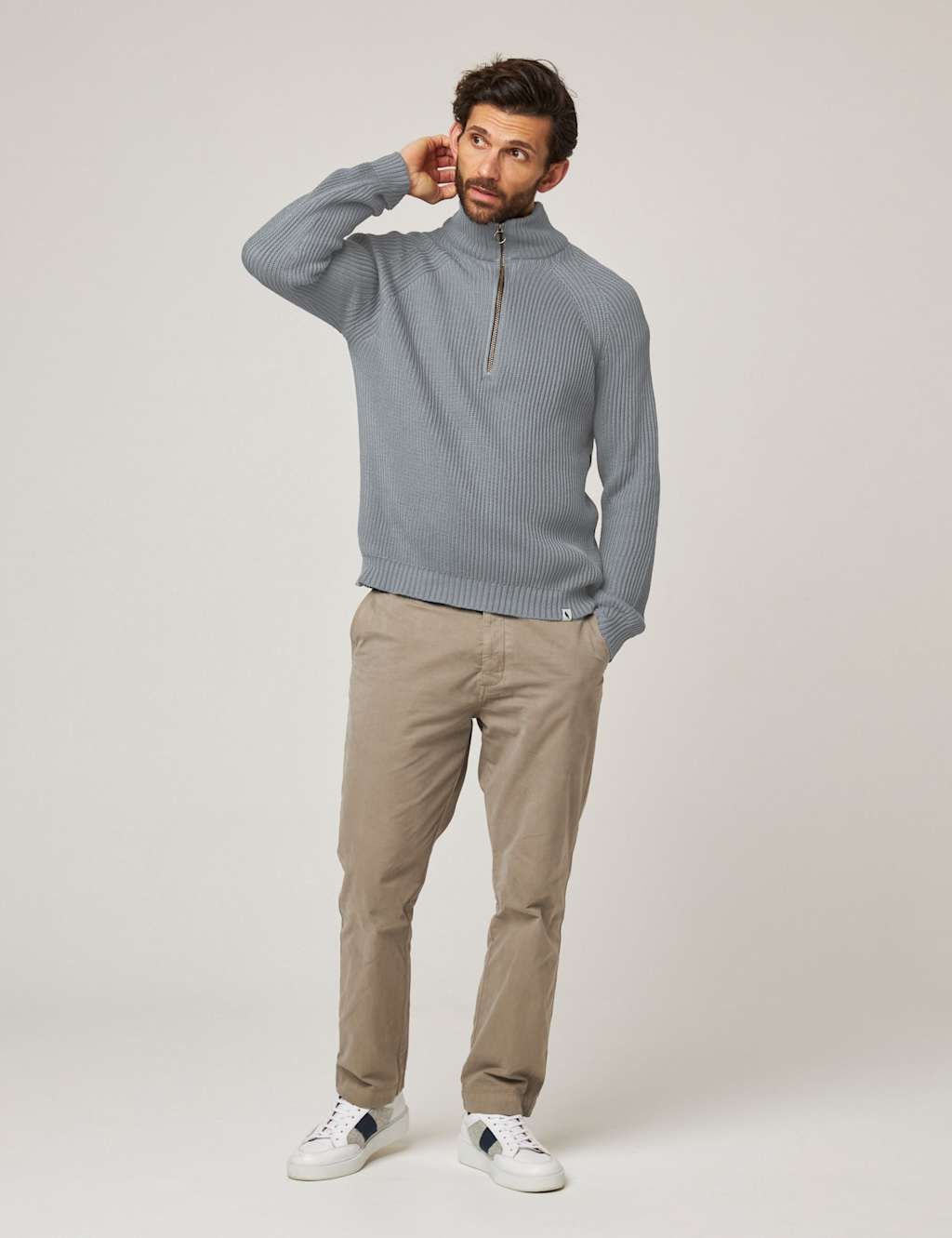 Pure Cotton Ribbed Quarter Zip Jumper
