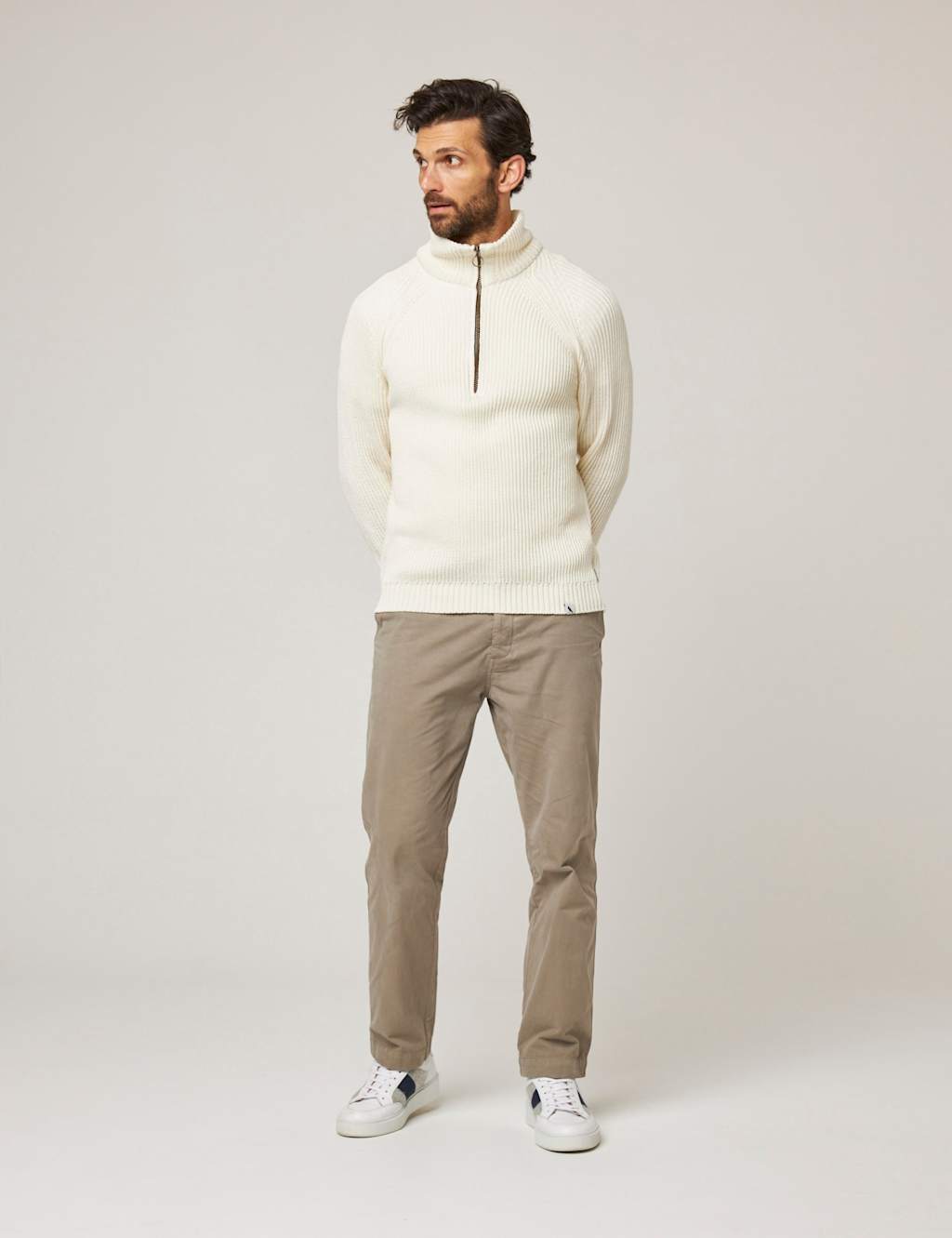 Pure Cotton Ribbed Quarter Zip Jumper