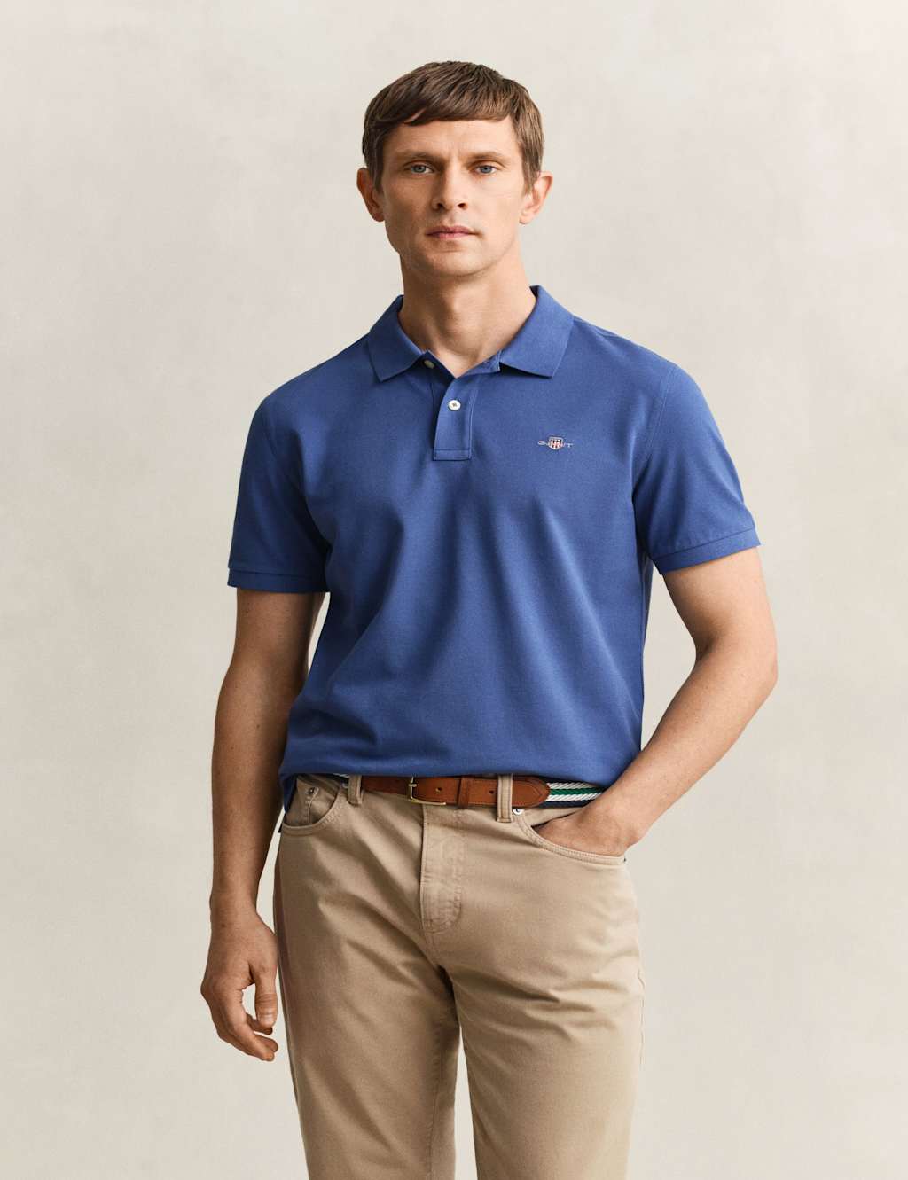 Gant Men's Pure Cotton Pique Polo Shirt - S - Blue - Available at M&S