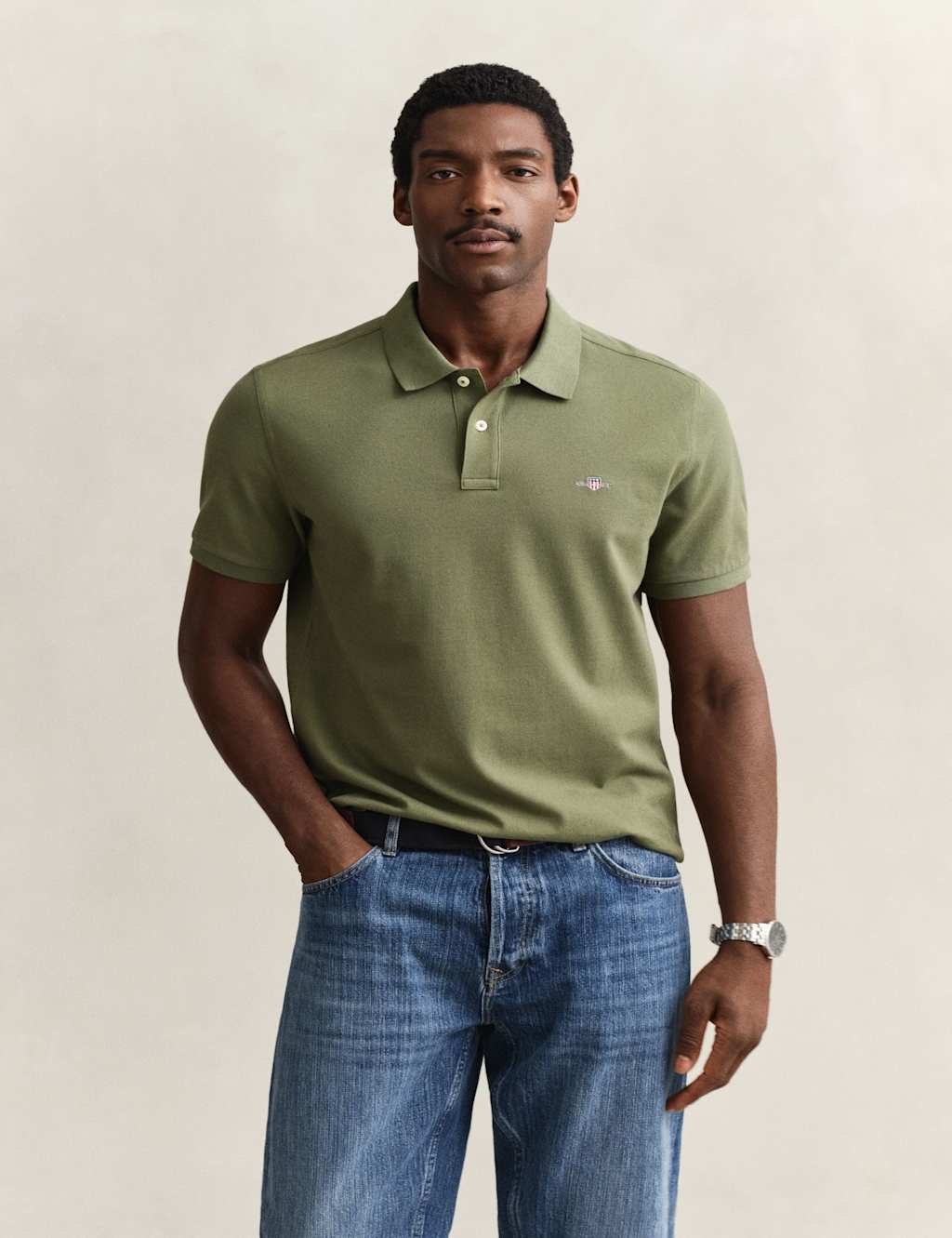 Gant Men's Pure Cotton Pique Polo Shirt - M - Green - Available at M&S