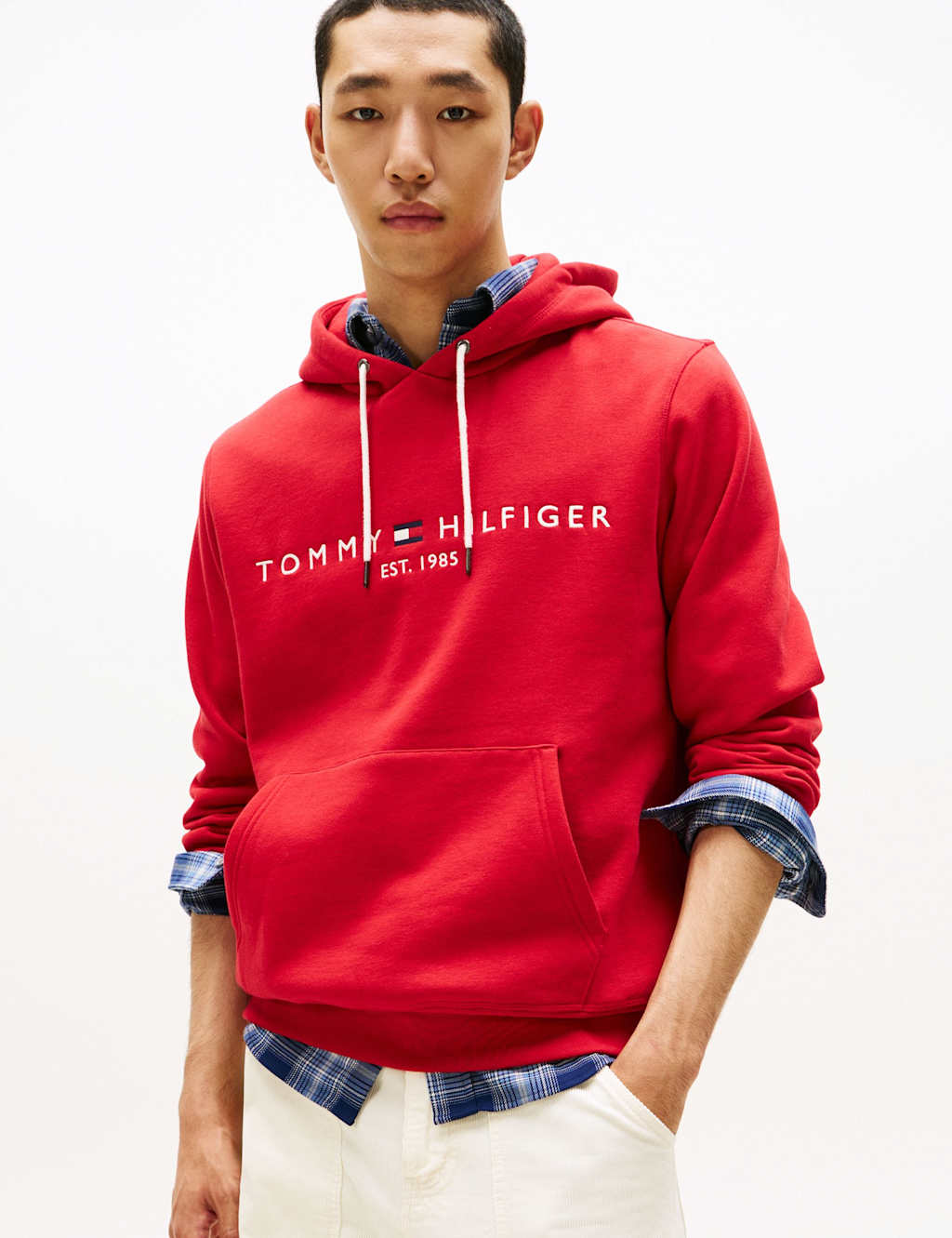 Tommy Hilfiger Cotton Rich Logo Hoodie Red