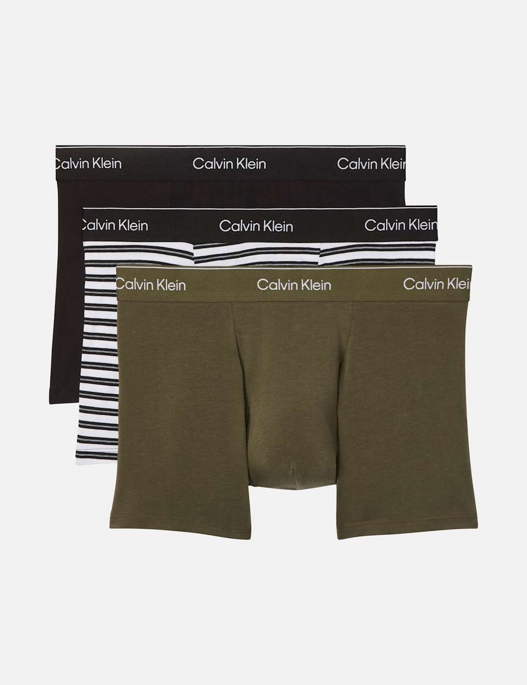 Calvin Klein Men's 3 Pack Icon Cotton Stretch Relaxed Trunks - 2XL - Khaki Mix - Available at M&S