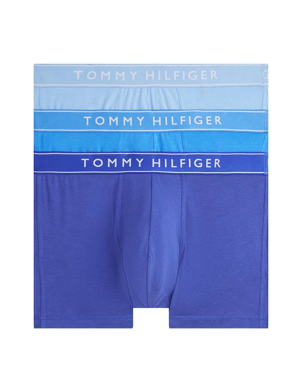 Tommy Hilfiger Everyday Essentials 3pk Cotton Rich Trunks Blue Mix