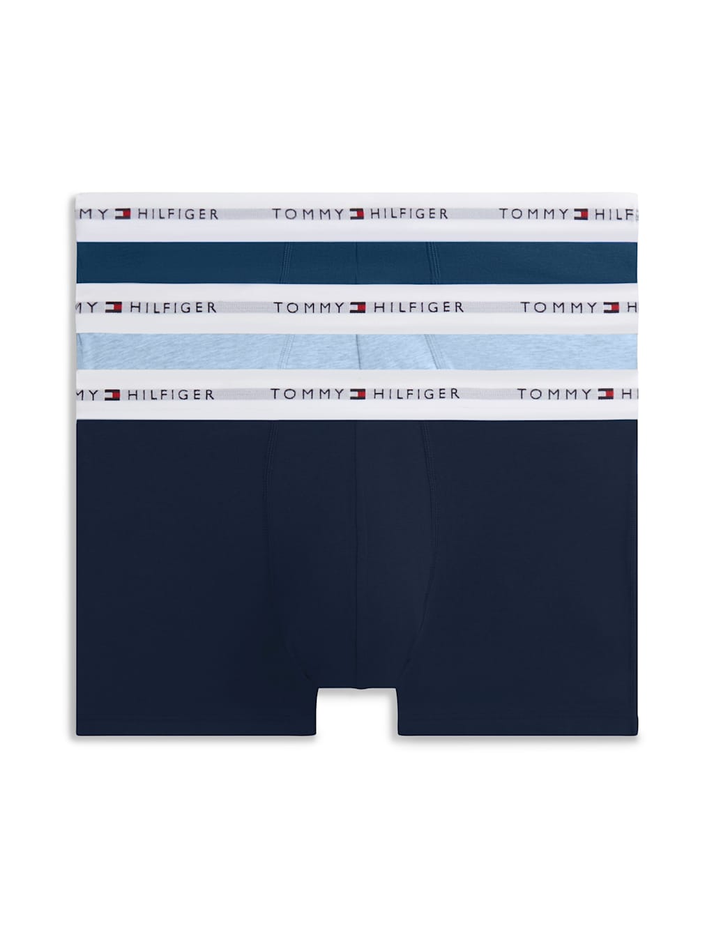 Tommy Hilfiger Men's 3 Pack Signature Cotton Rich Boxers - L - Blue Mix - Available at M&S