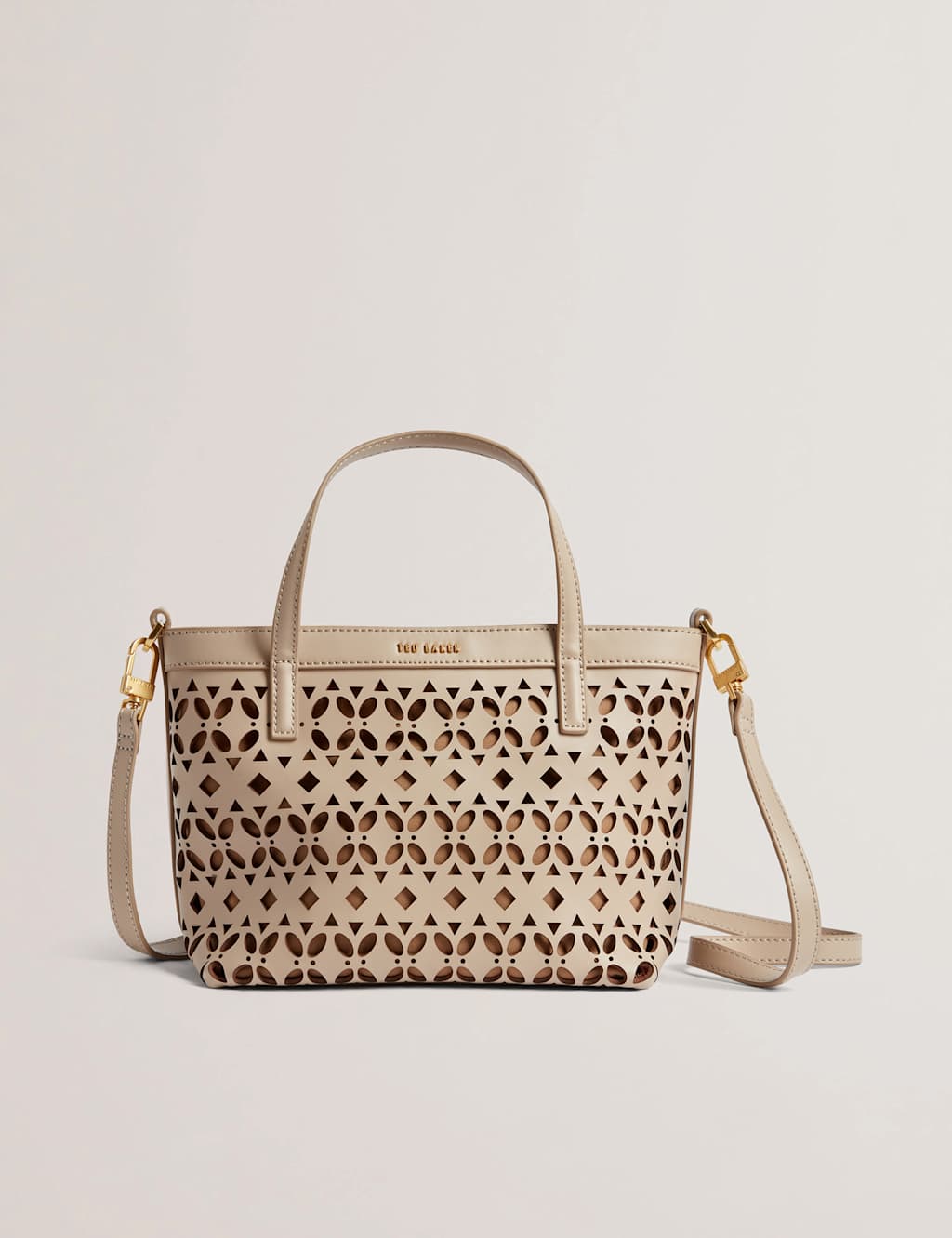 Leather Cutwork Patterned Mini Tote Bag