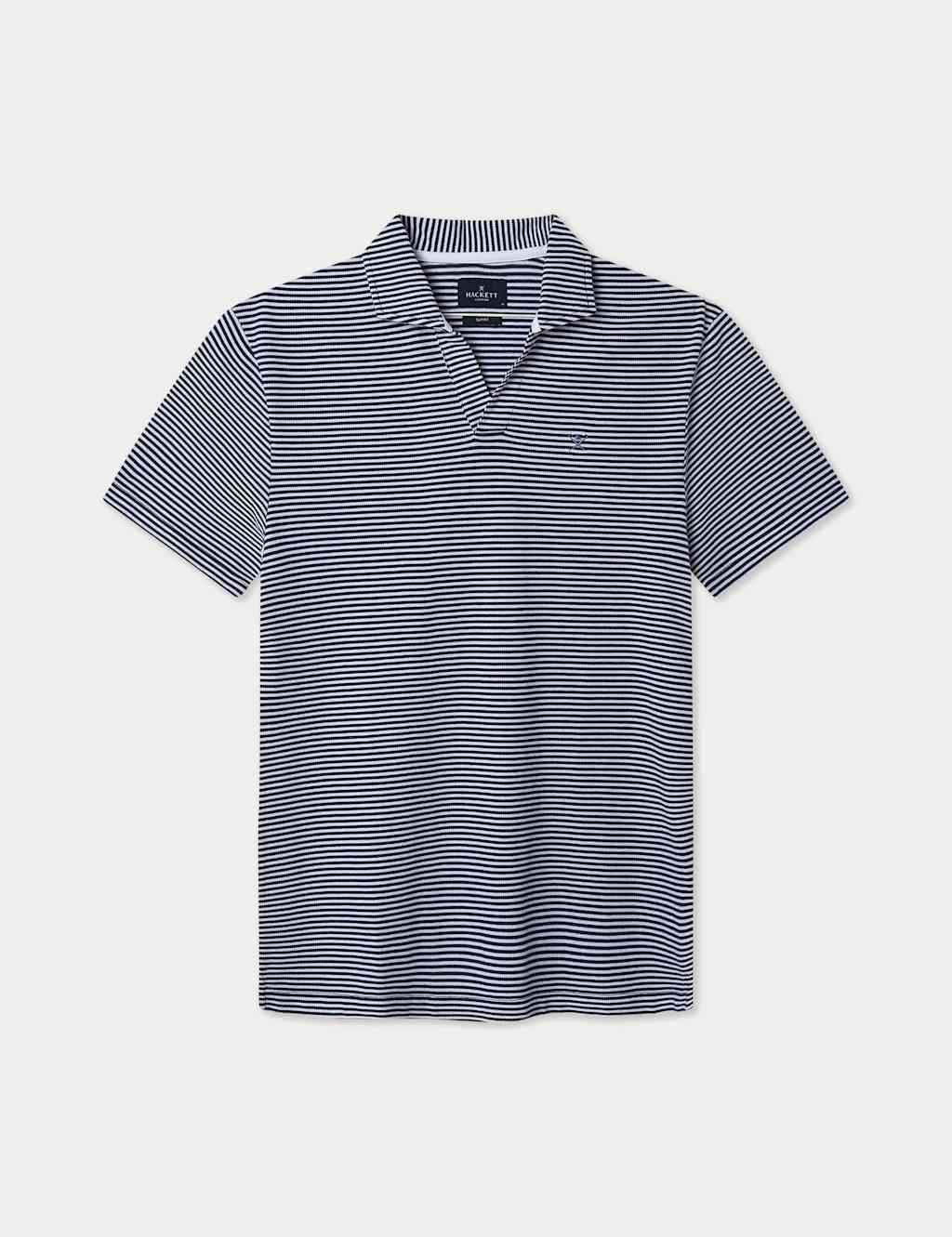 Hackett Pure Cotton Striped Polo Shirt Blue Mix