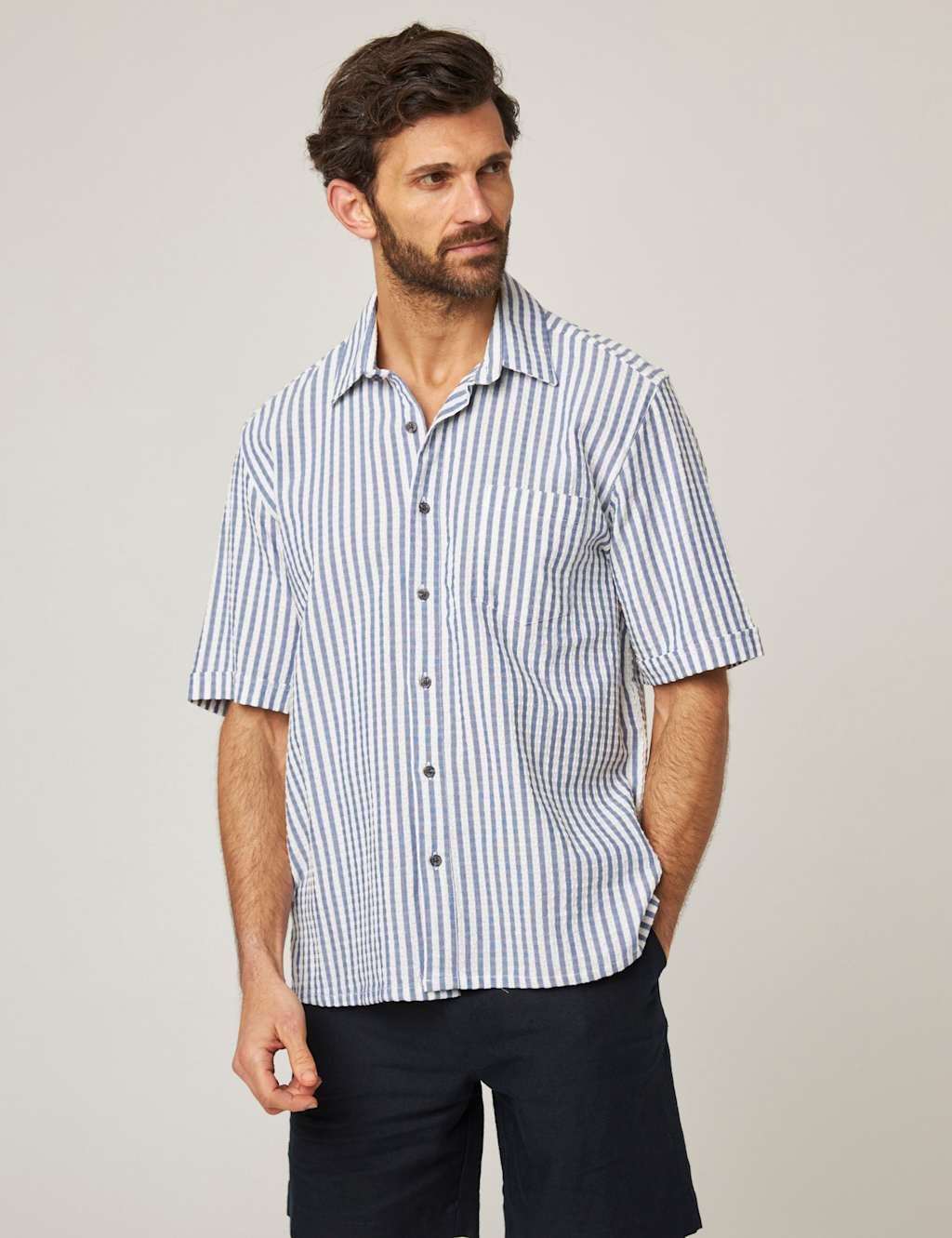 Pure Cotton Striped Beach Shirt