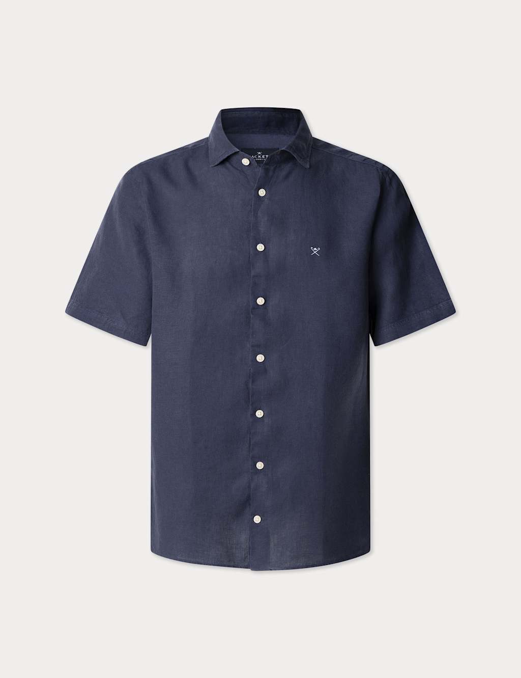 Hackett Pure Linen Short Sleeve Shirt Blue