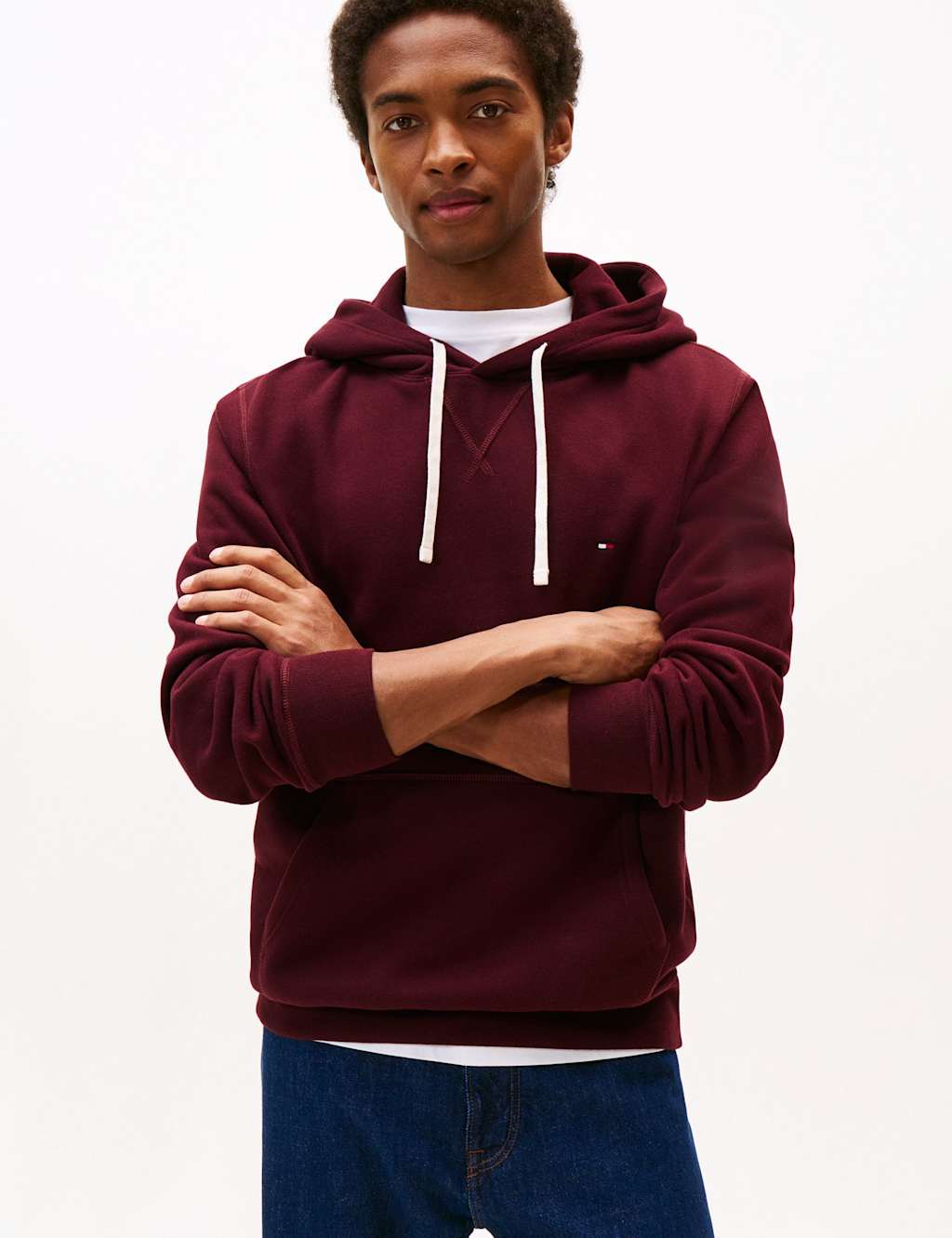 Tommy Hilfiger Essential Cotton Rich Hoodie Burgundy