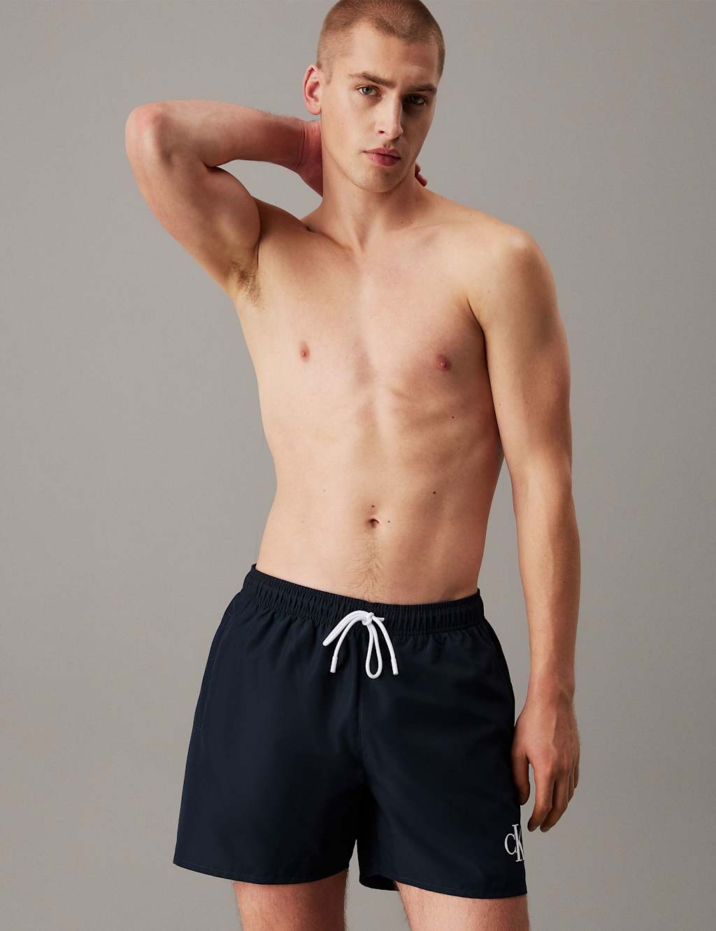 Calvin Klein Men's Monogram Swim Shorts - Navy, Navy,Mint
