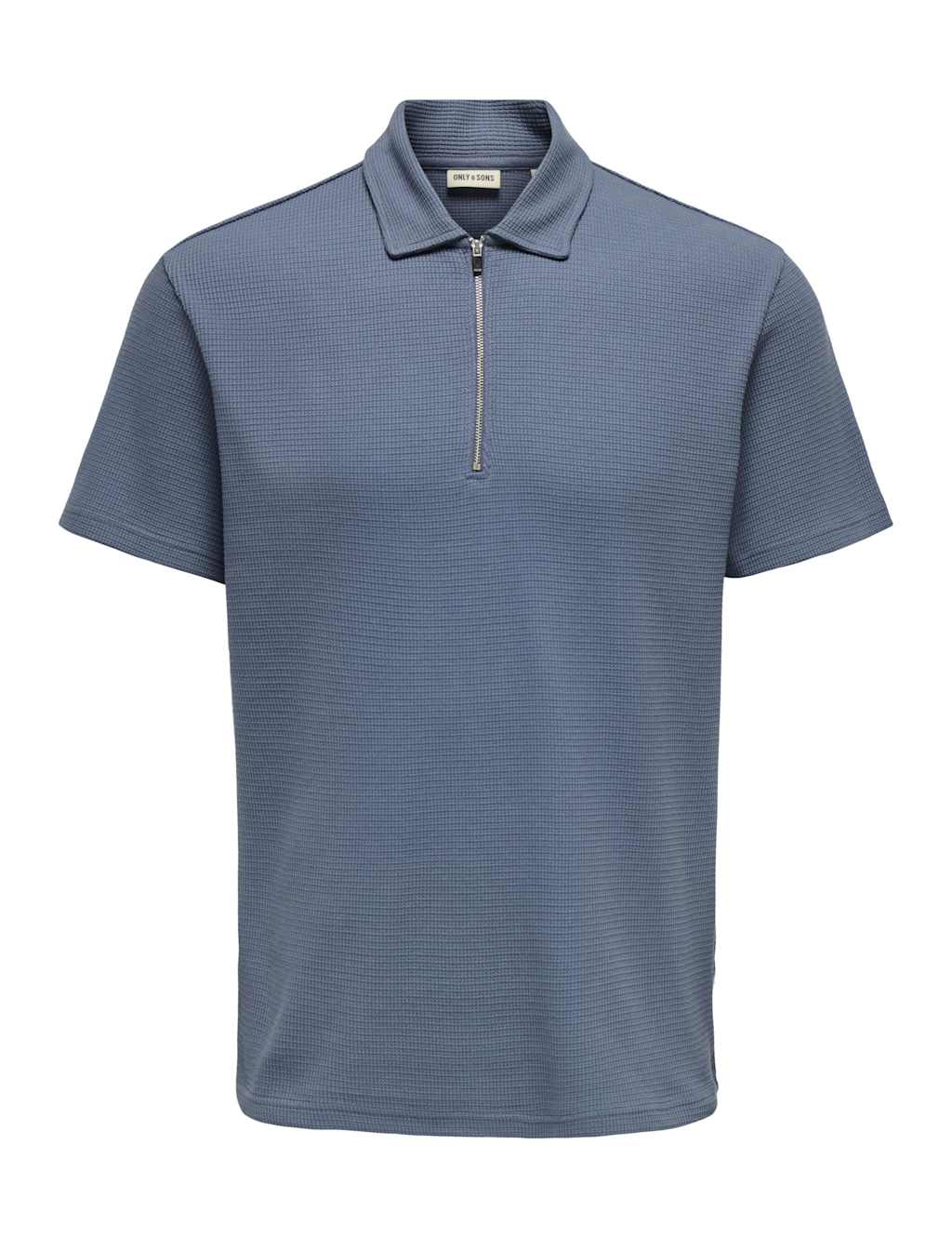 Only & Sons Men's Cotton Rich Textured Half Zip Polo Shirt - XL - Indigo, Black,Indigo