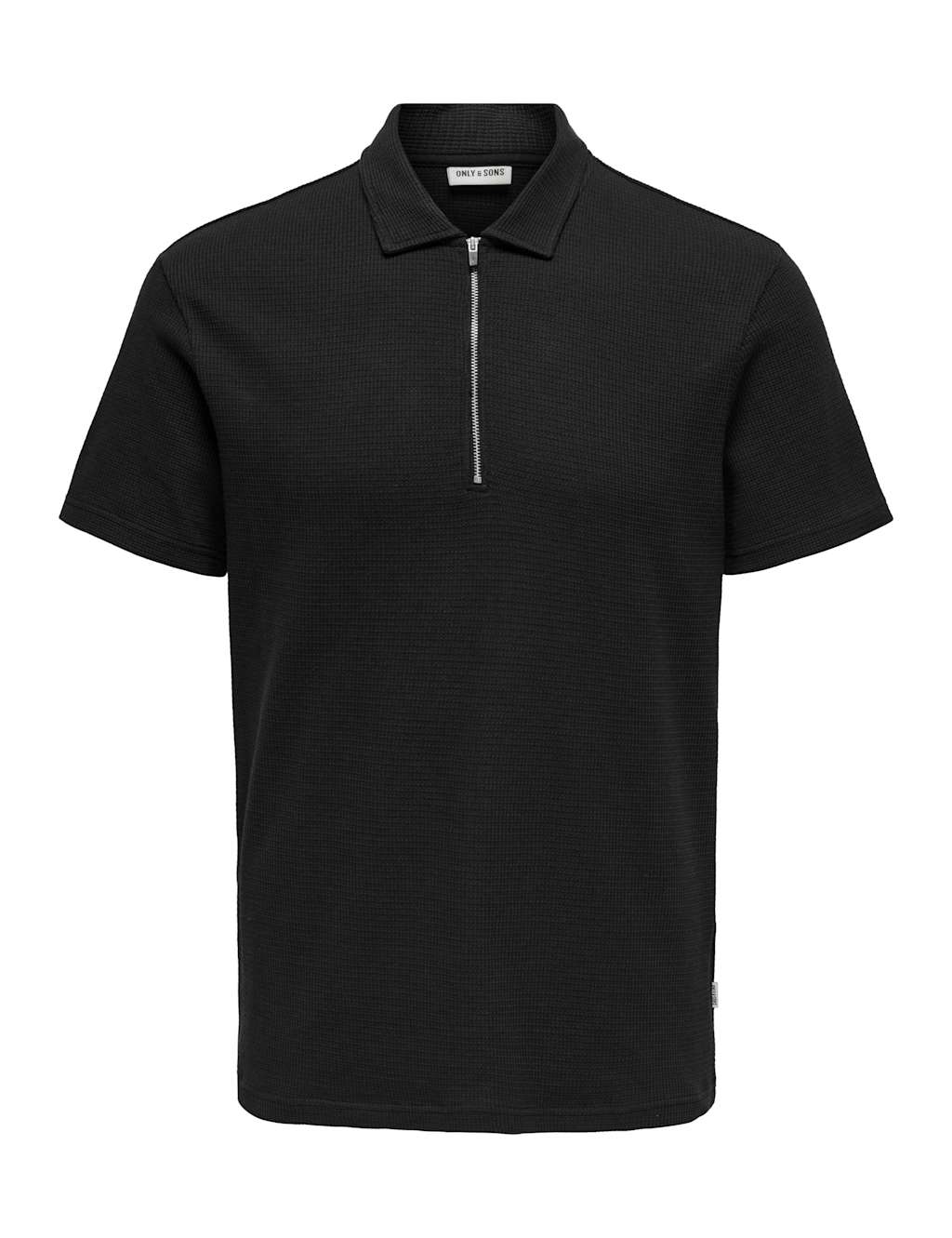 Cotton Rich Textured Half Zip Polo Shirt