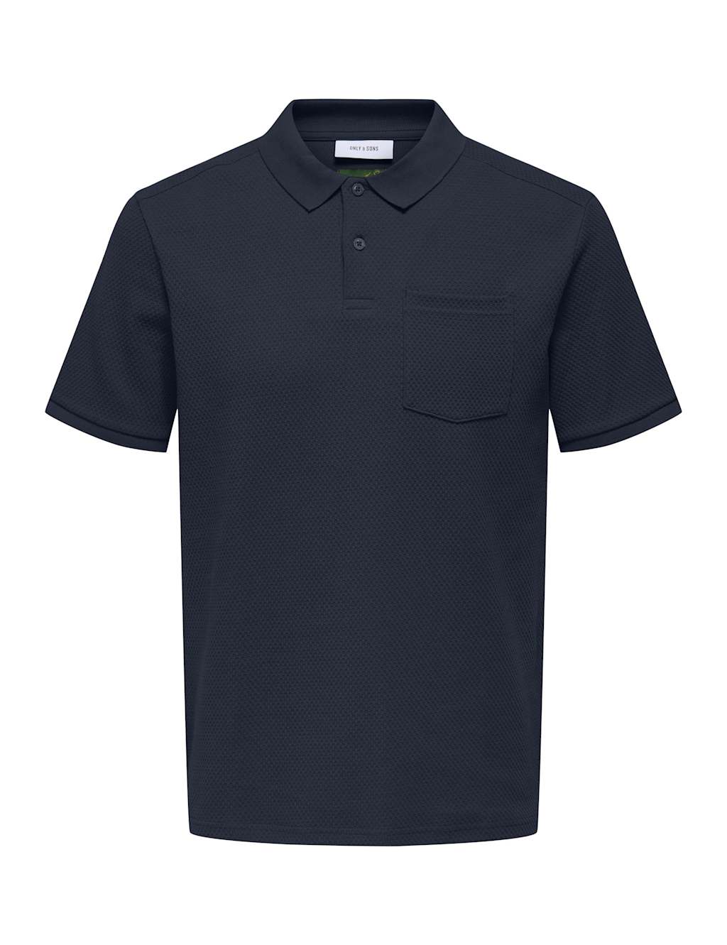 ONLY & SONS Cotton Rich Textured Polo Shirt Navy