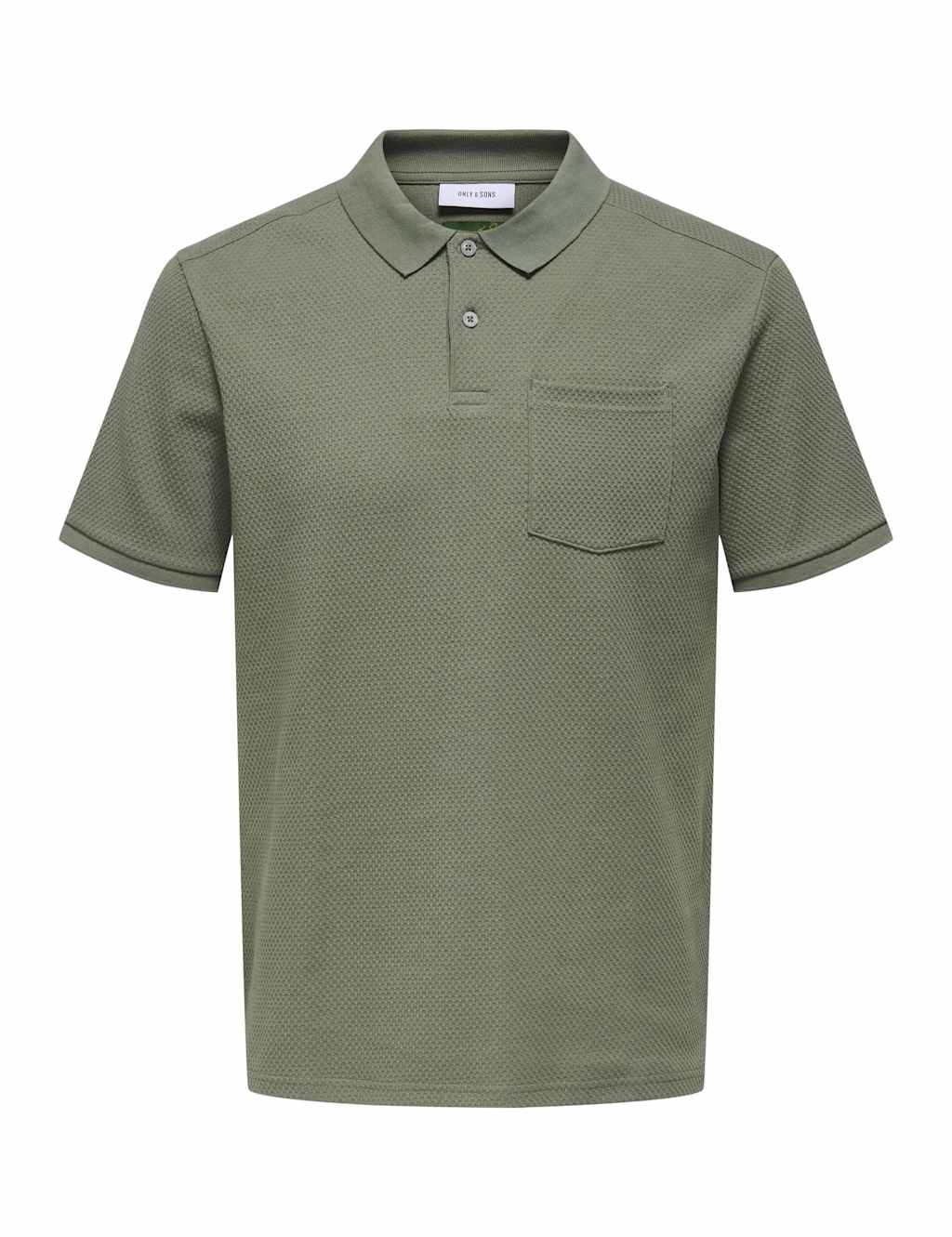 ONLY & SONS Cotton Rich Textured Polo Shirt Green