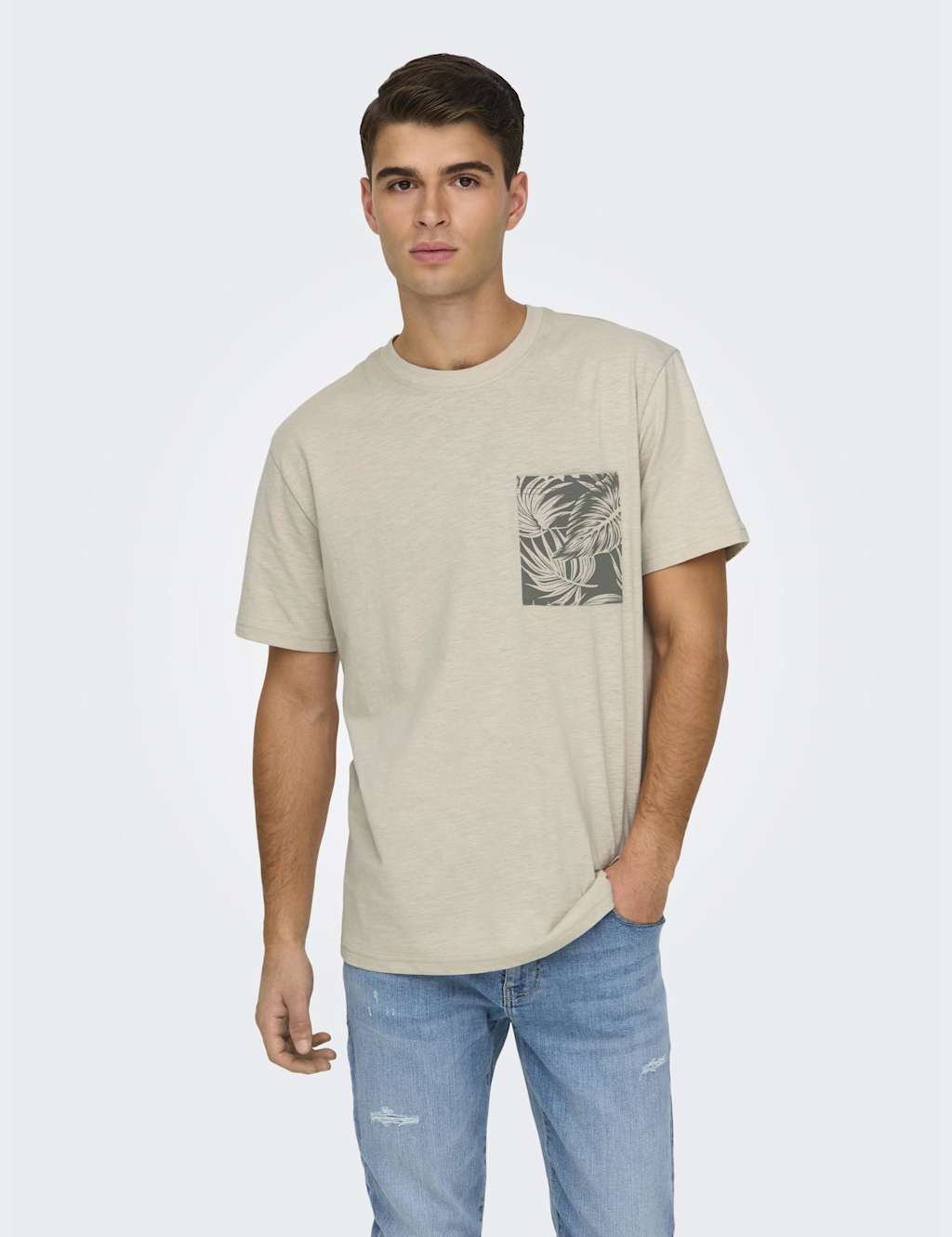 Pure Cotton Leaf Print T-Shirt