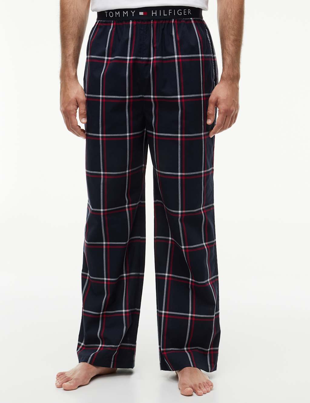 Tommy Hilfiger Men's Original Pure Cotton Checked Pyjama Bottoms - XL - Navy Mix - Available at M&S