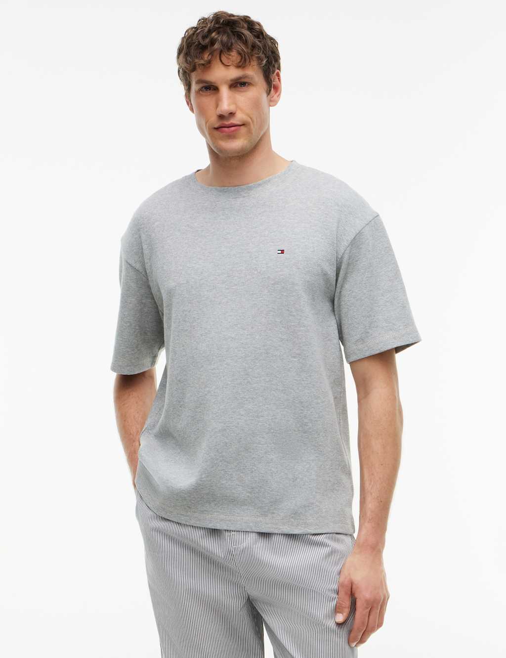 Tommy Hilfiger Men's Original Pure Cotton Waffle T-Shirt - XL - Grey - Available at M&S